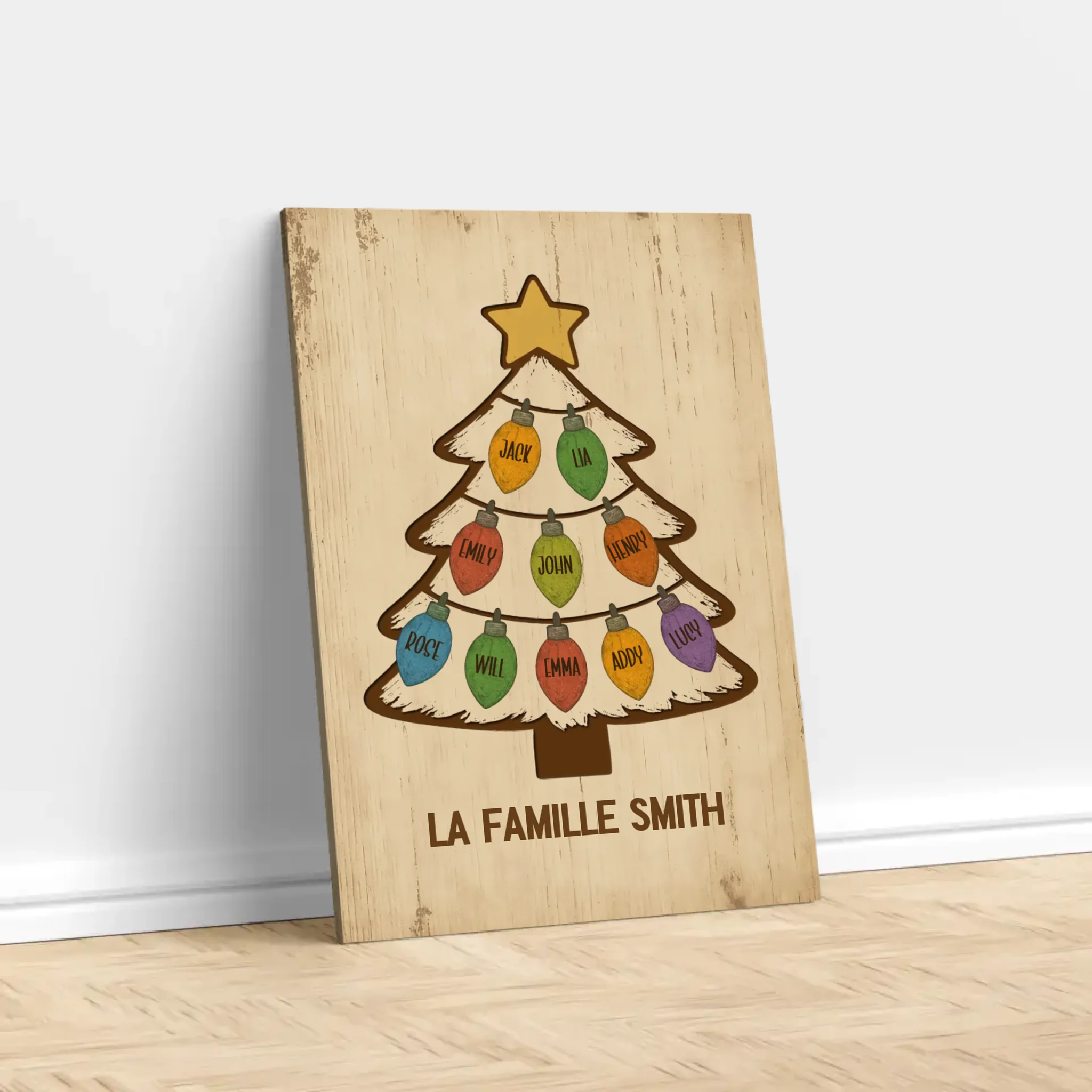 Toile personnalisée – Sapin de Noël Étincelant avec Nom