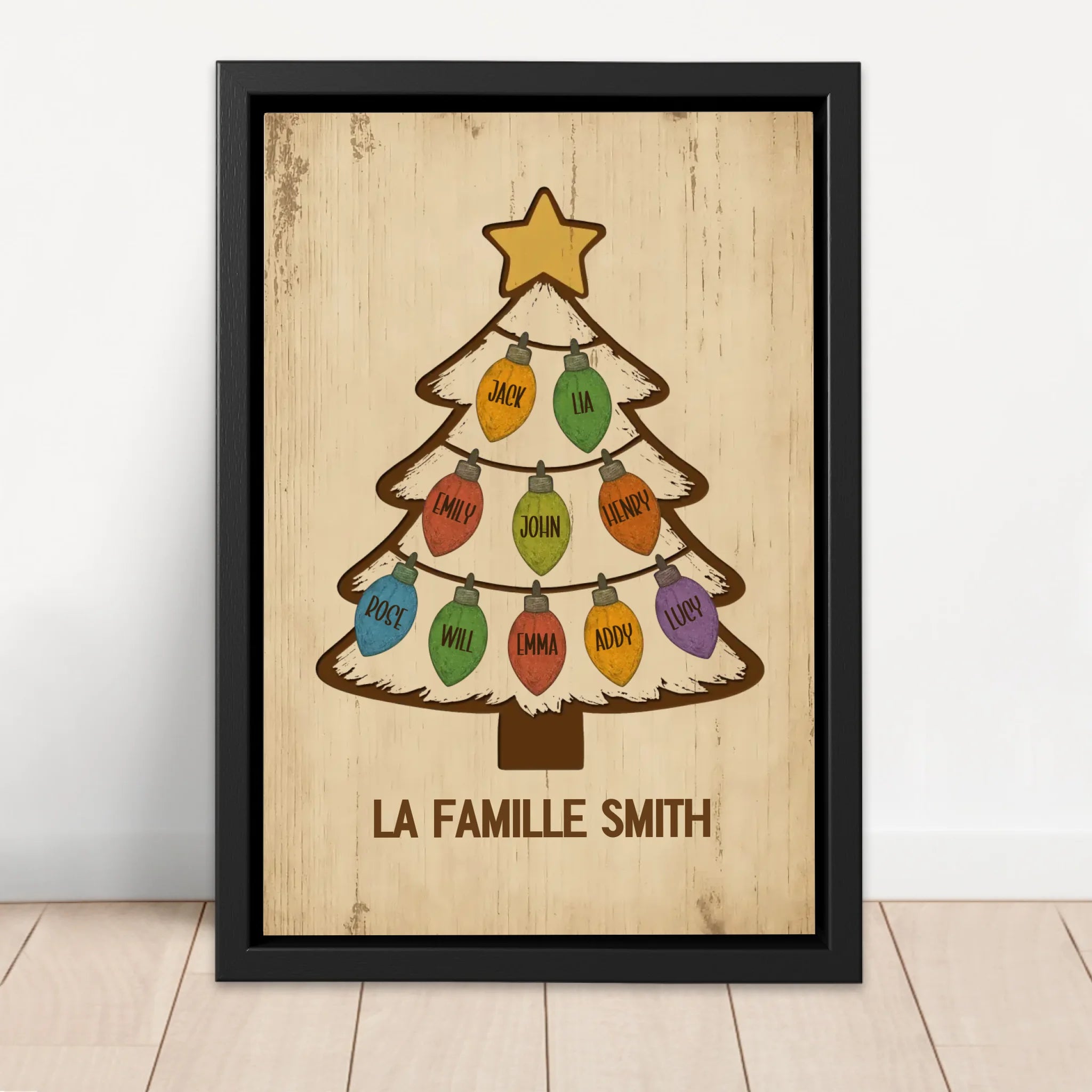 Toile personnalisée – Sapin de Noël Étincelant avec Nom
