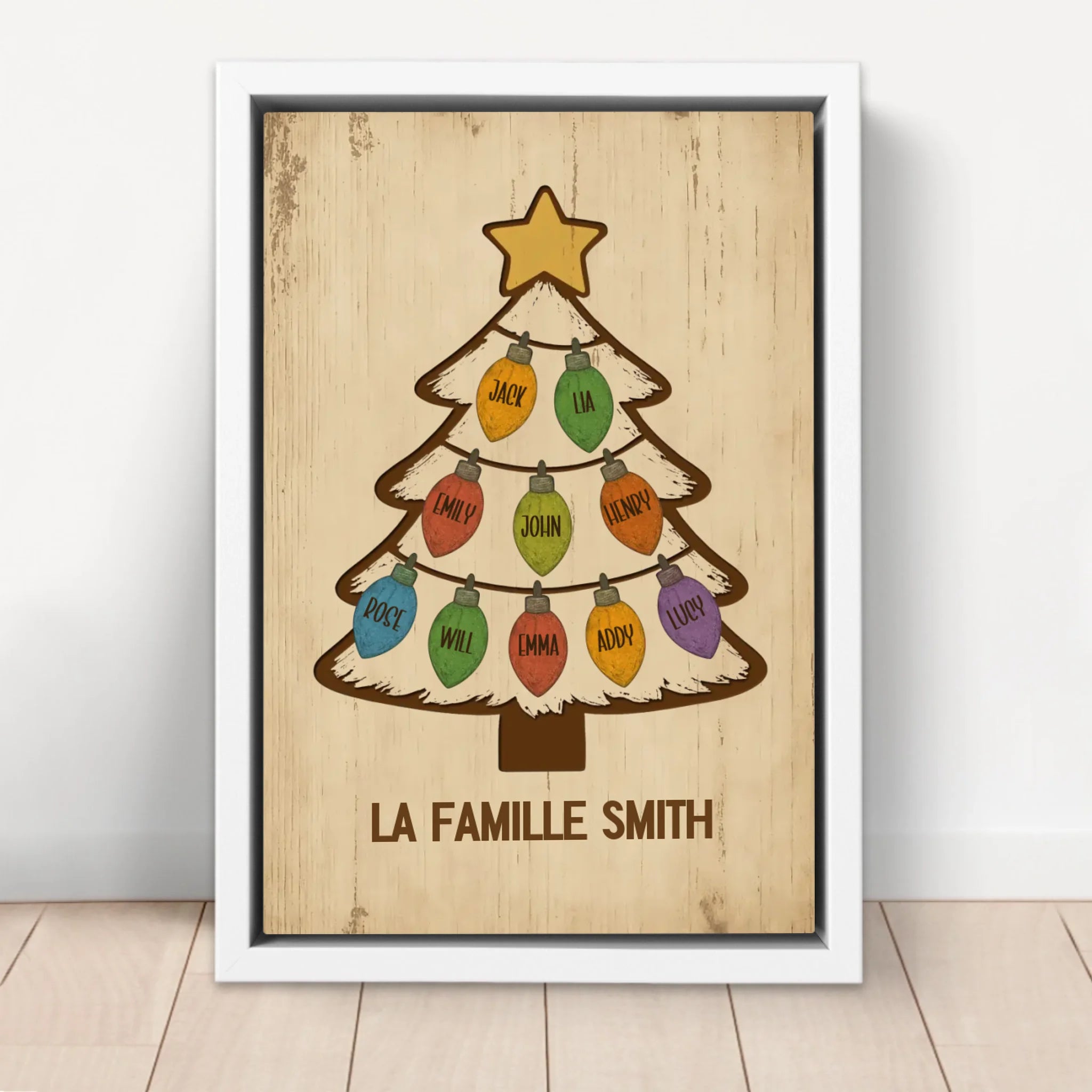 Toile personnalisée – Sapin de Noël Étincelant avec Nom