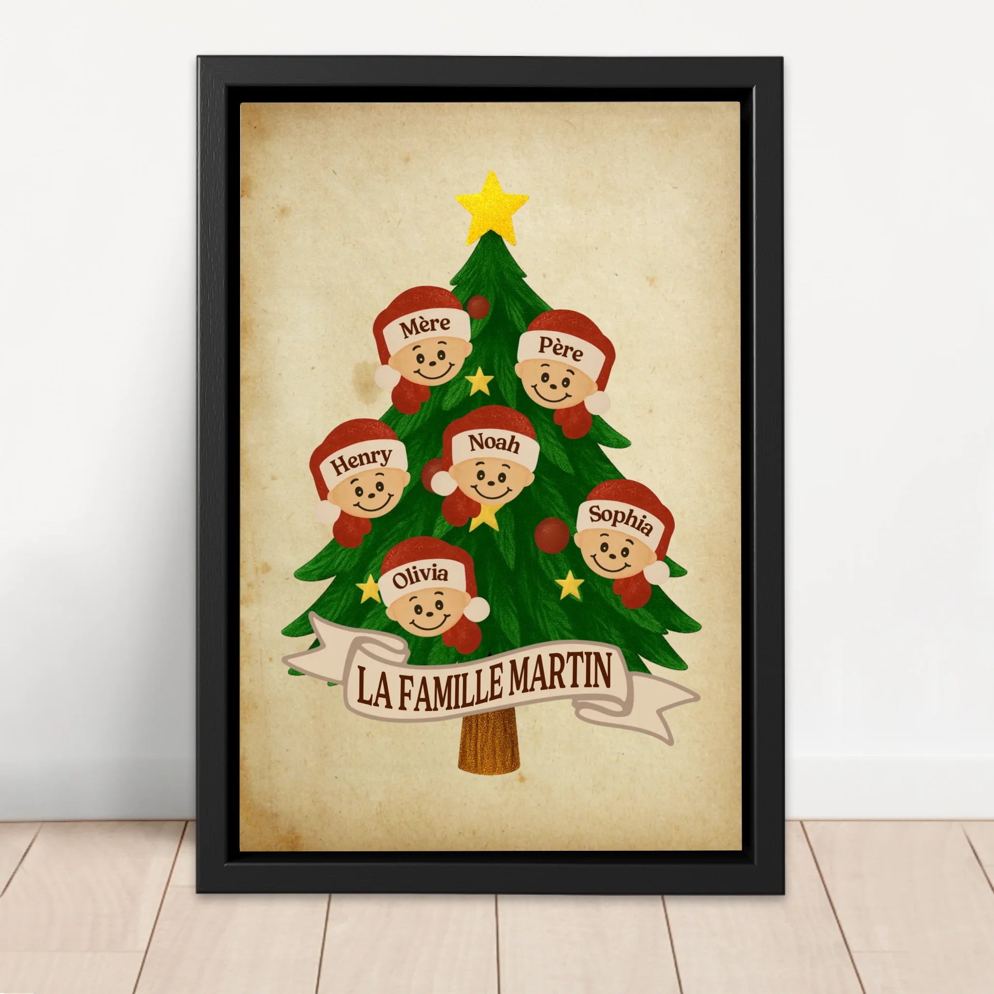Toile personnalisée – Arbre du Nom de Famille du Père Noël