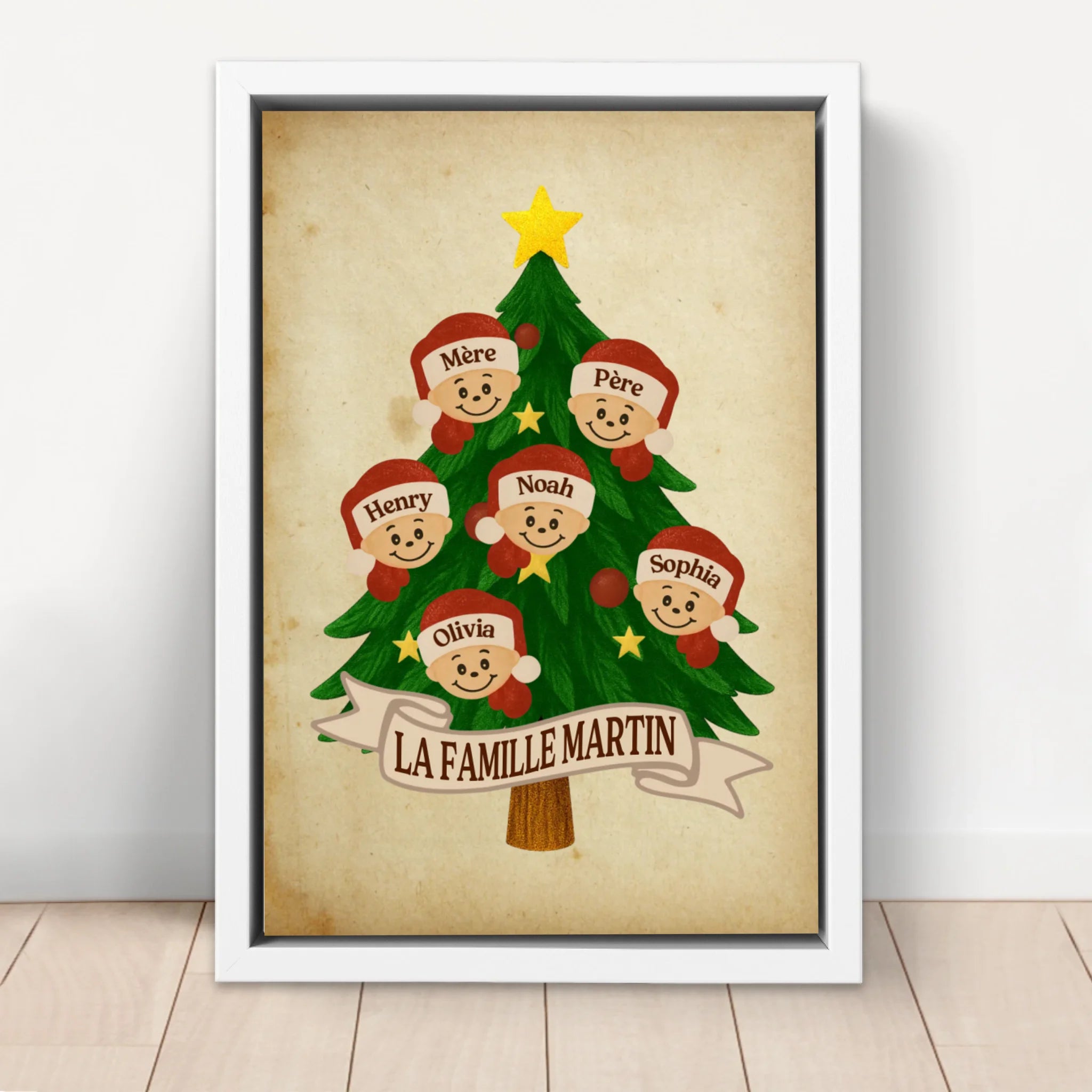 Toile personnalisée – Arbre du Nom de Famille du Père Noël