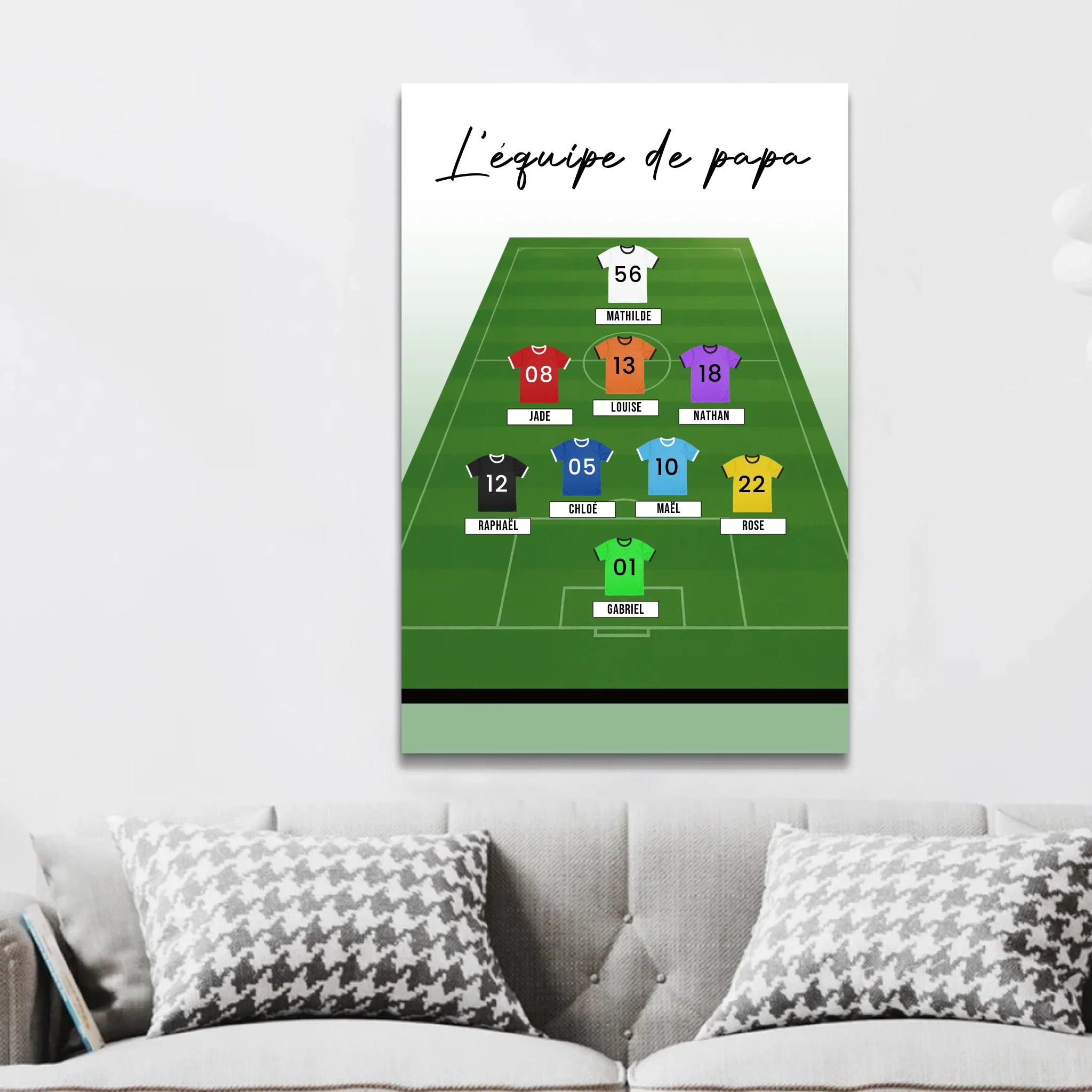 Toile personnalisée "Composition personnalisable d'une équipe de foot"