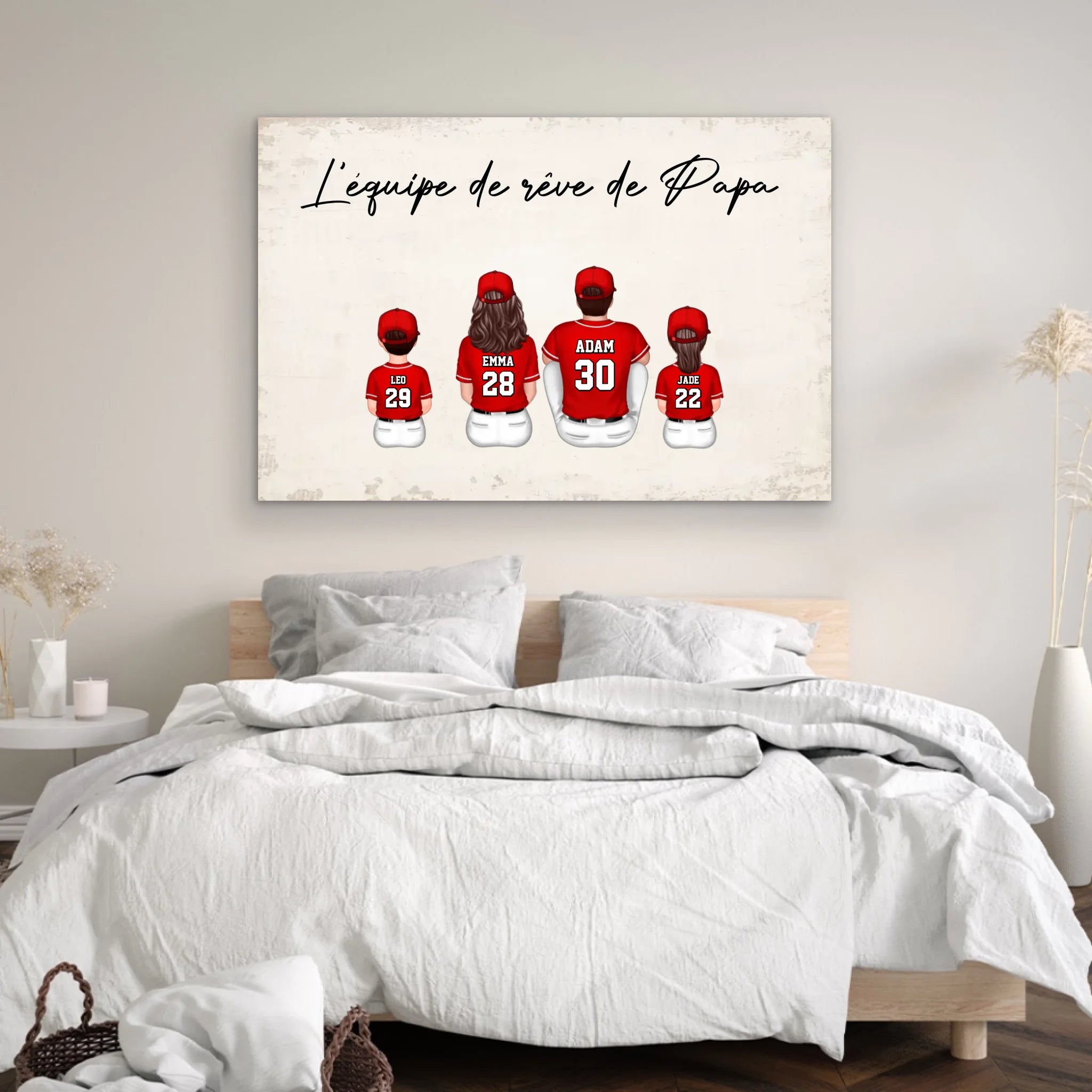 Toile personnalisée "L'équipe de rêve de Papa - Baseball"