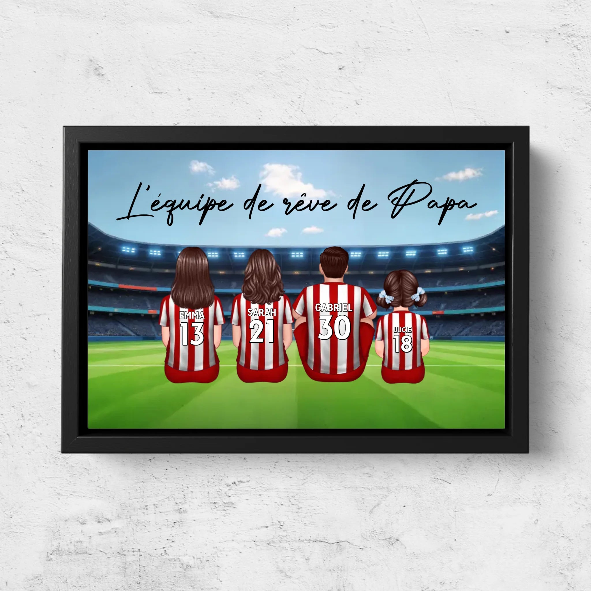 Toile personnalisée "L'équipe de rêve de Papa - Football"
