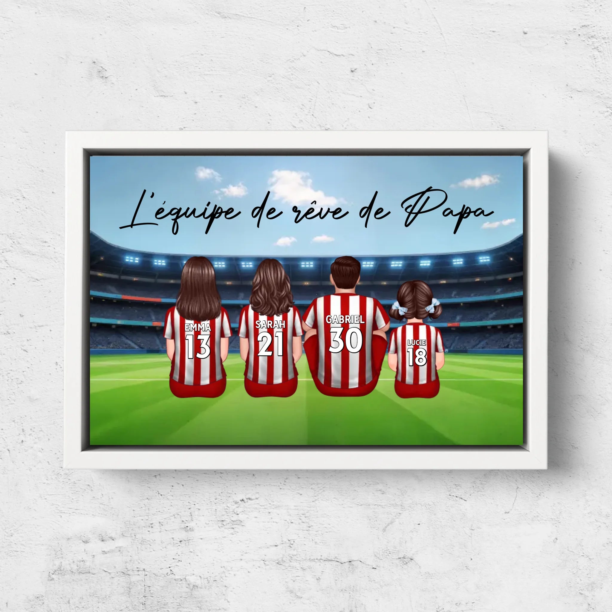 Toile personnalisée "L'équipe de rêve de Papa - Football"