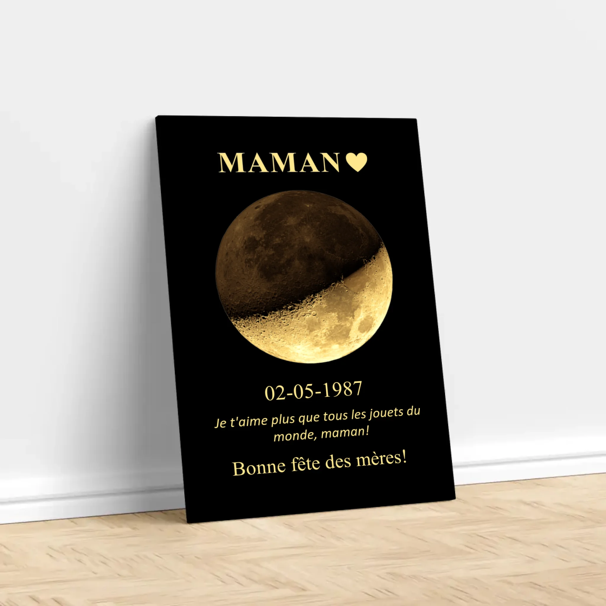 Toile personnalisée "Les phases de la lune pour maman et papa"