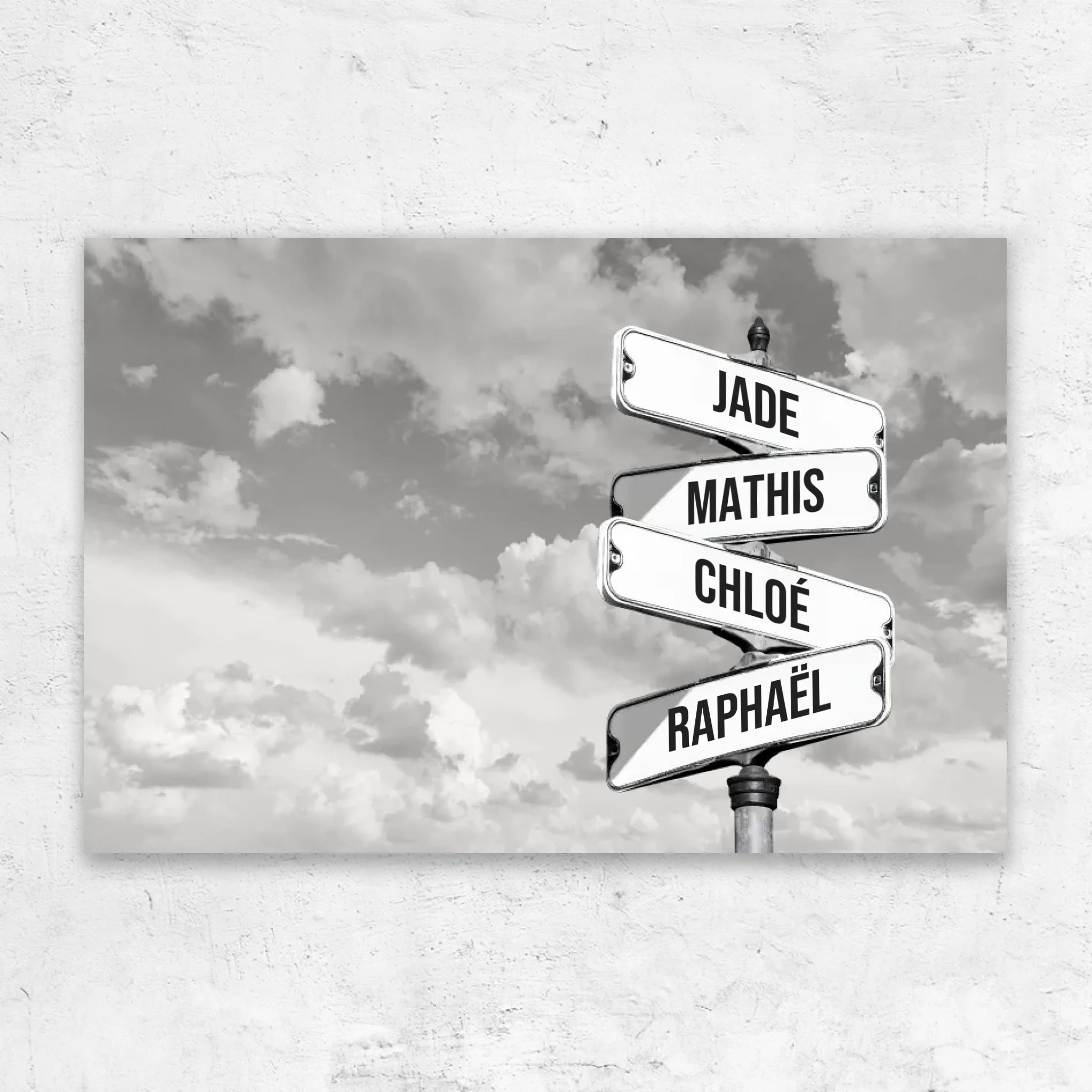 Toile personnalisée “Plaque de rue vintage pour les familles - Horizontal”