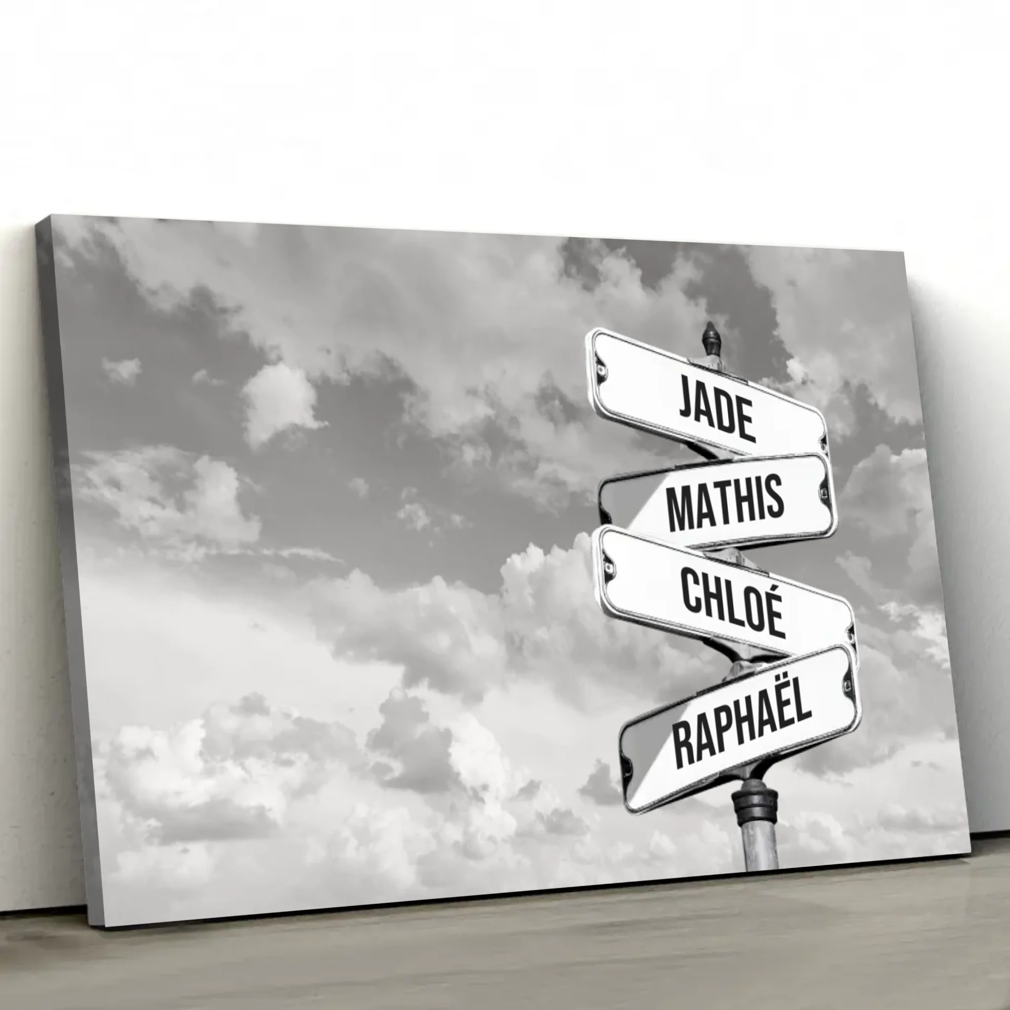 Toile personnalisée “Plaque de rue vintage pour les familles - Horizontal”