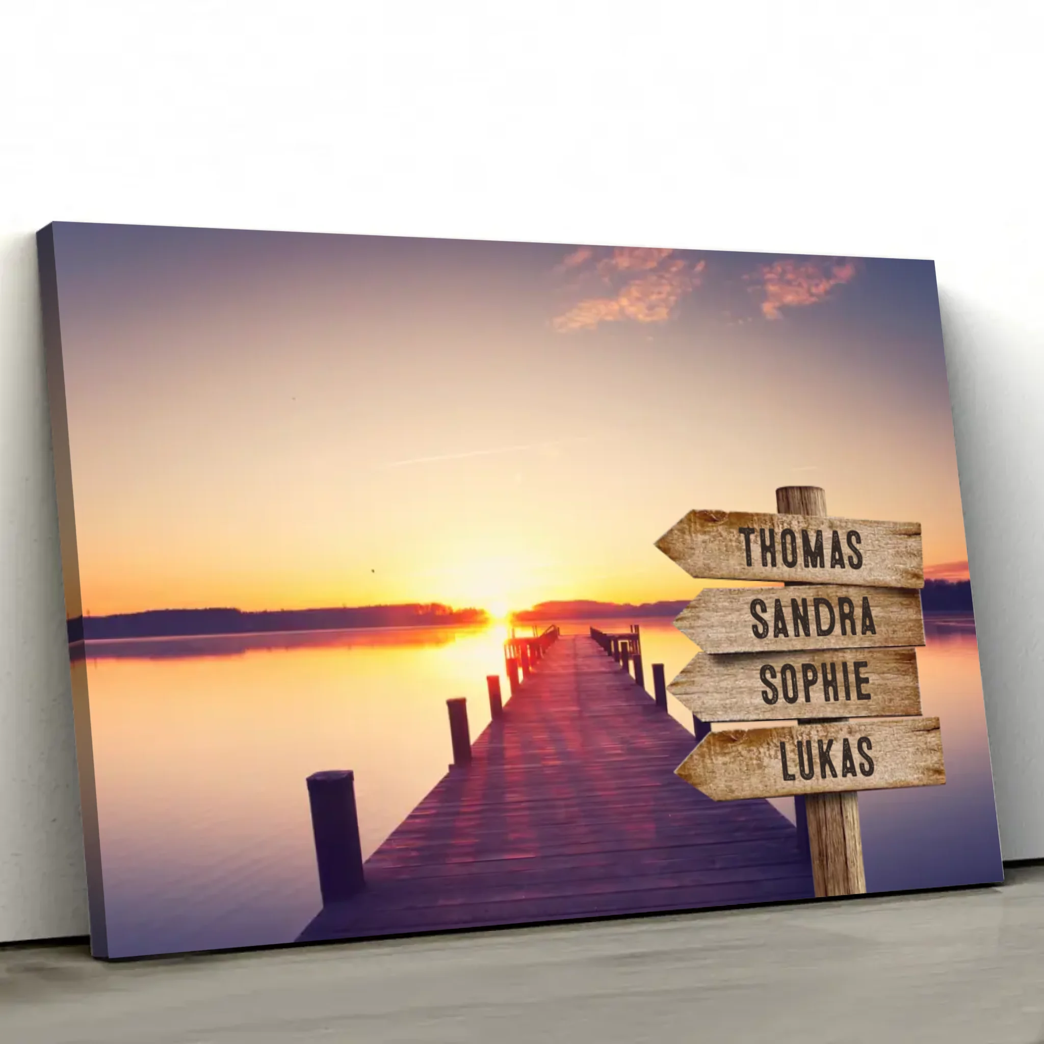 Toile personnalisée "Panneau indicateur sur la passerelle"