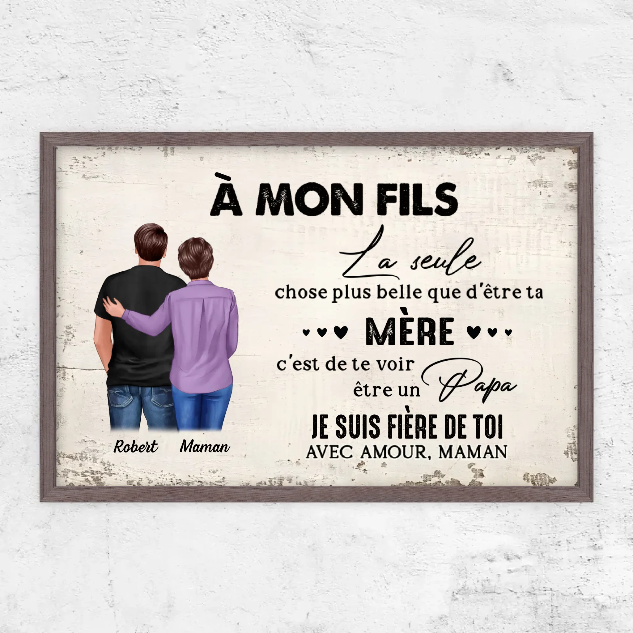 Poster personnalisé "De mère en fils - cadeau pour la fête des pères"