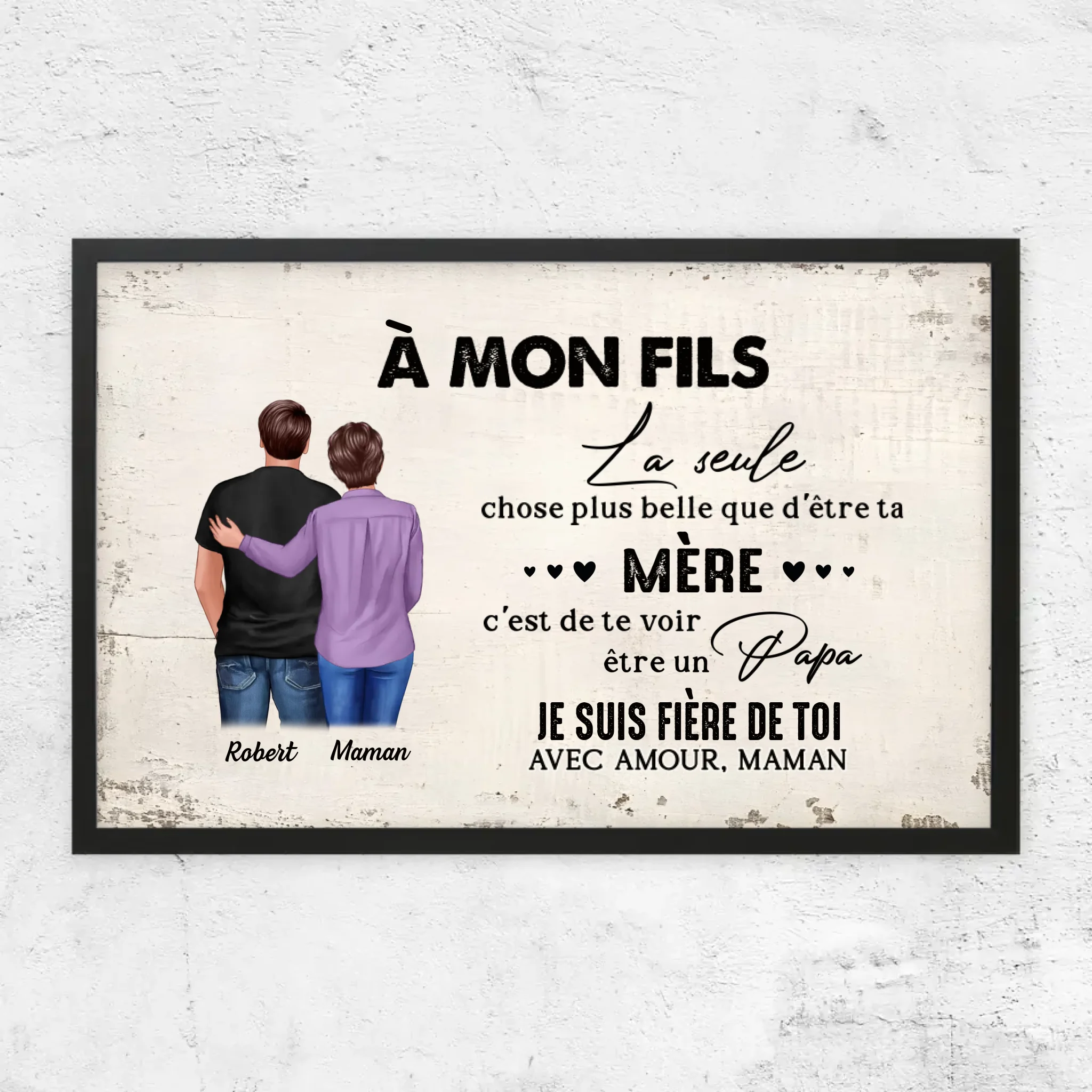 Poster personnalisé "De mère en fils - cadeau pour la fête des pères"