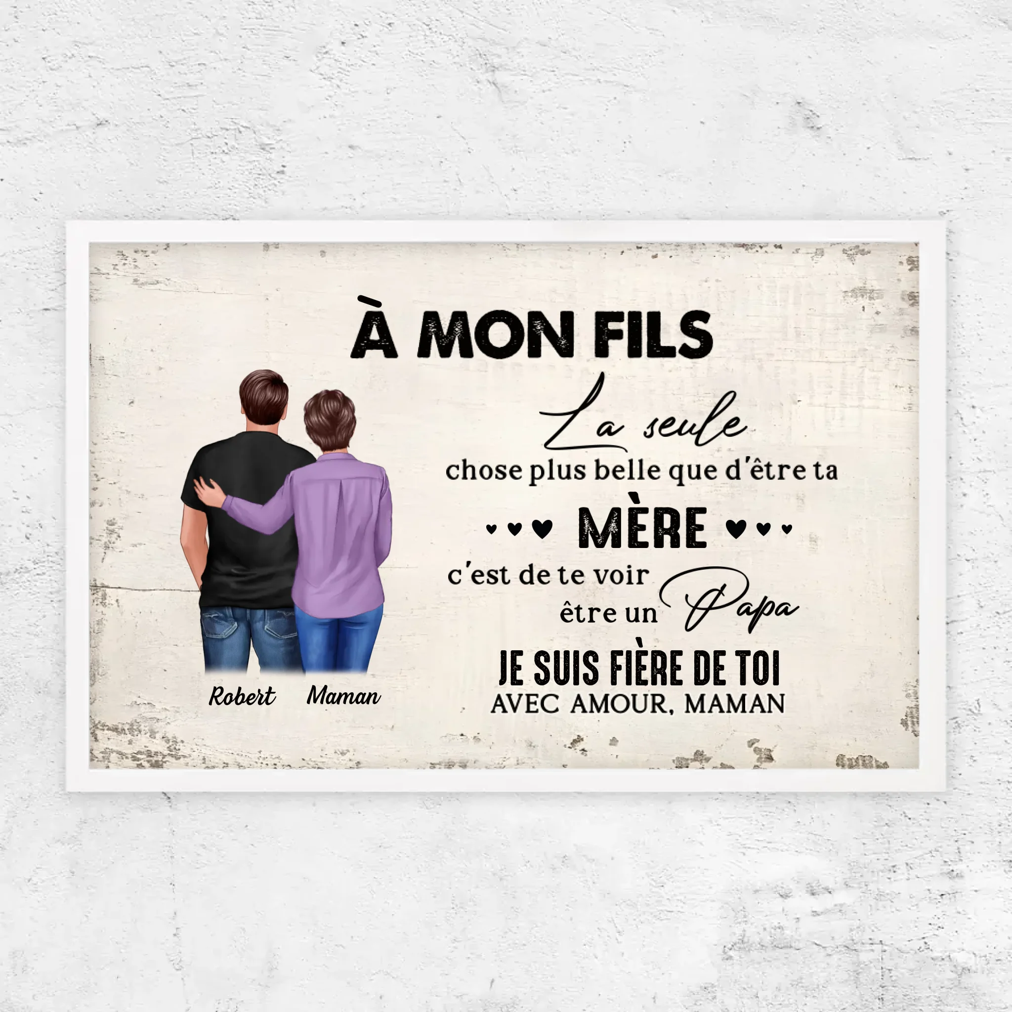 Poster personnalisé "De mère en fils - cadeau pour la fête des pères"