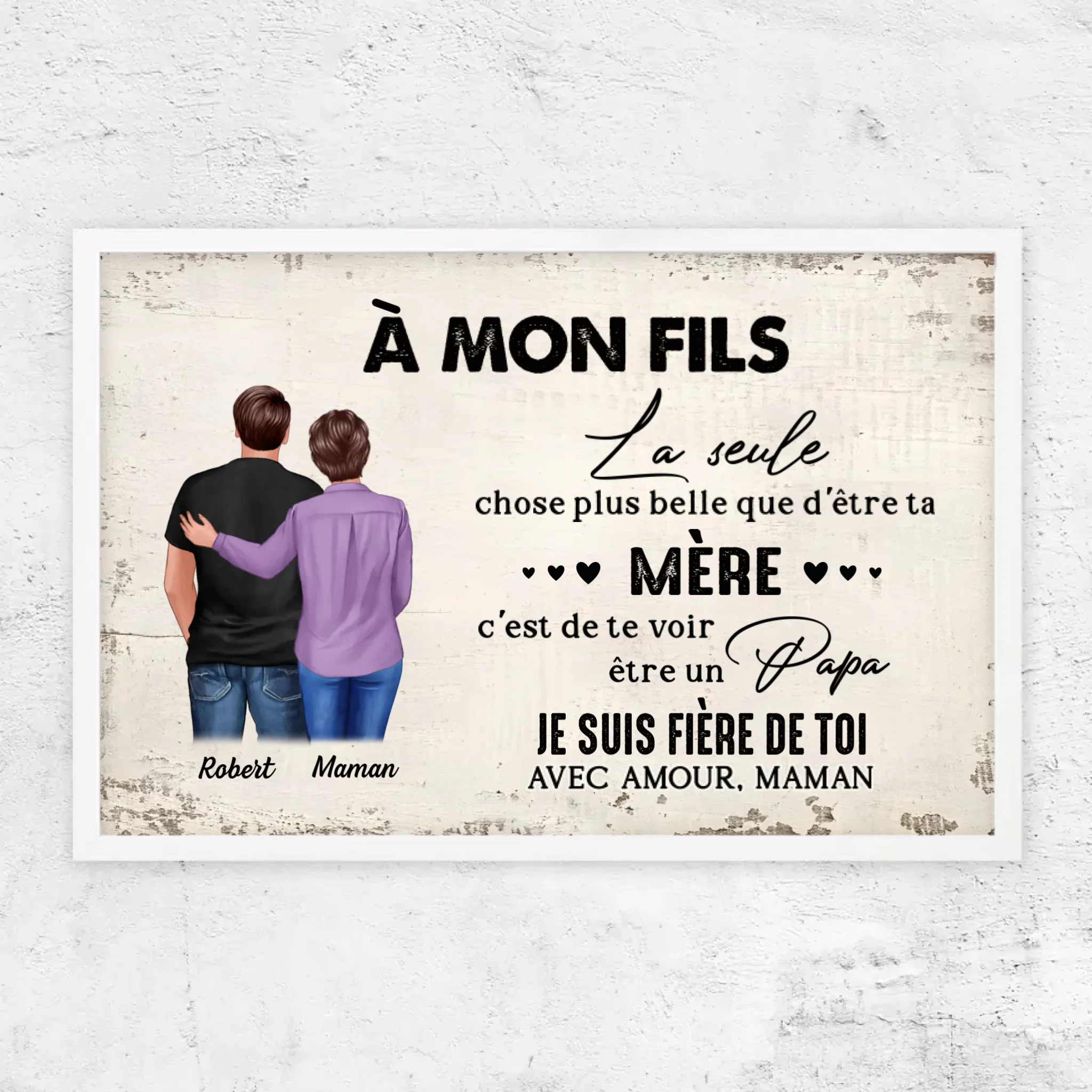Poster personnalisé "De mère en fils - cadeau pour la fête des pères"