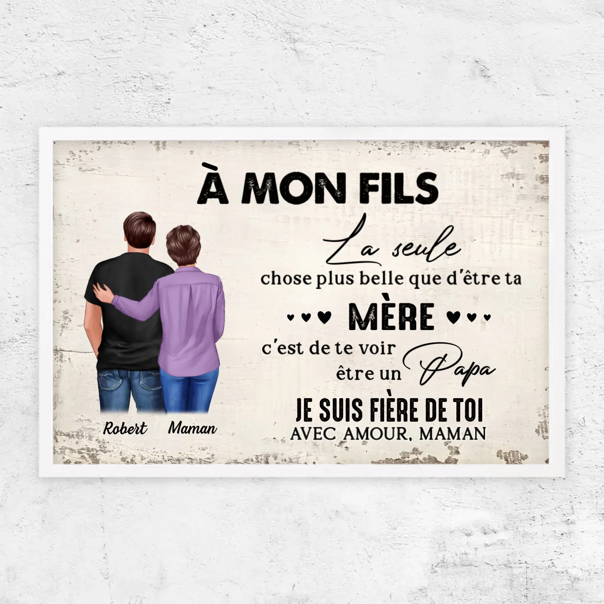 Poster personnalisé "De mère en fils - cadeau pour la fête des pères"