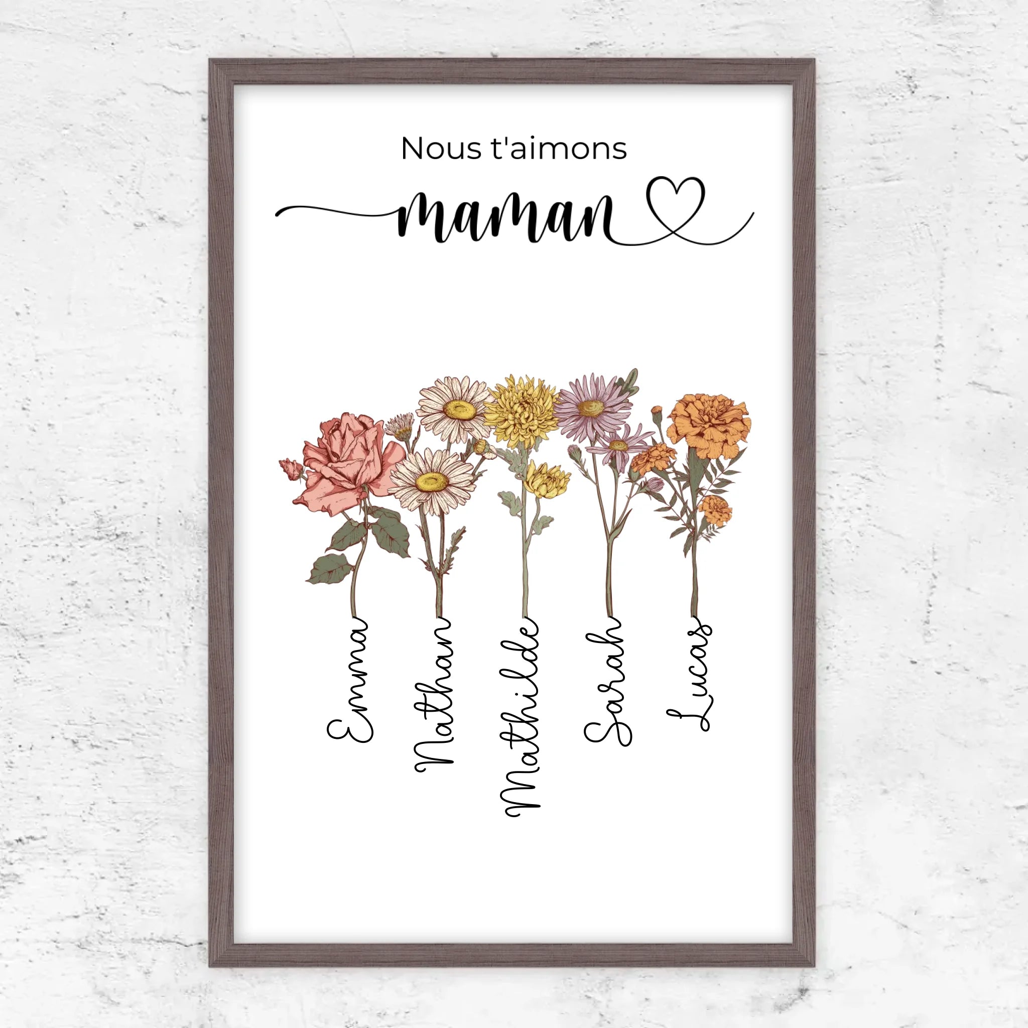 Poster personnalisé "Des fleurs pour maman - Nous t'aimons"