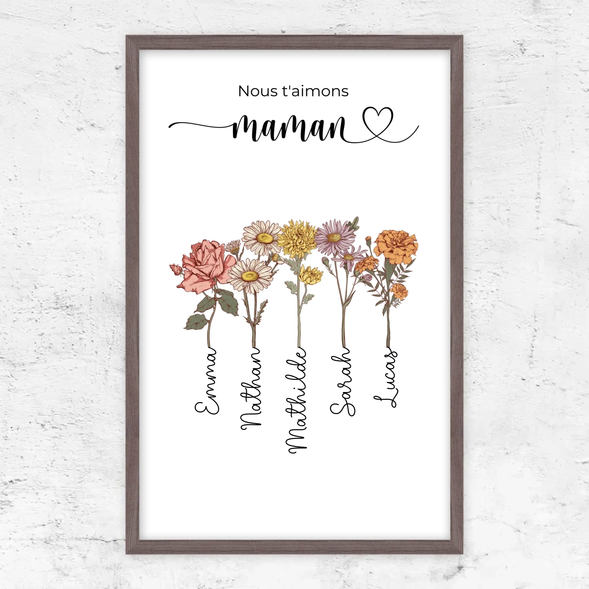 Poster personnalisé "Des fleurs pour maman - Nous t'aimons"