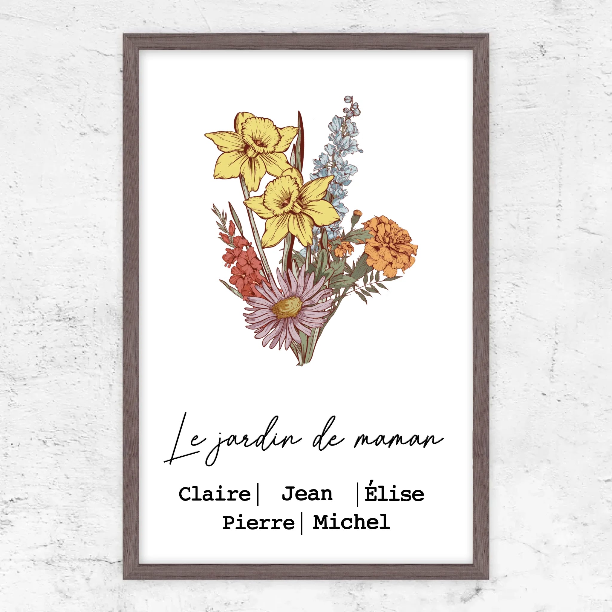 Poster personnalisé "Bouquet de fleurs de naissance"