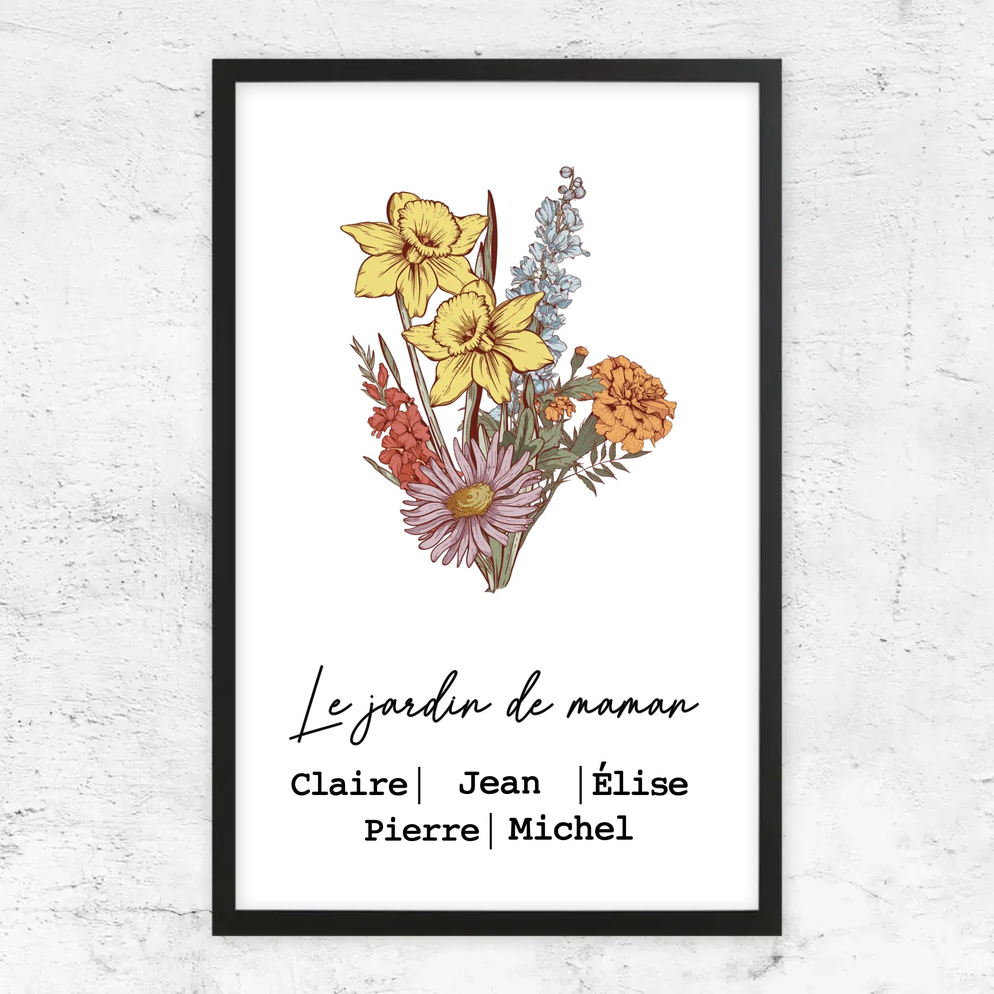 Poster personnalisé "Bouquet de fleurs de naissance"