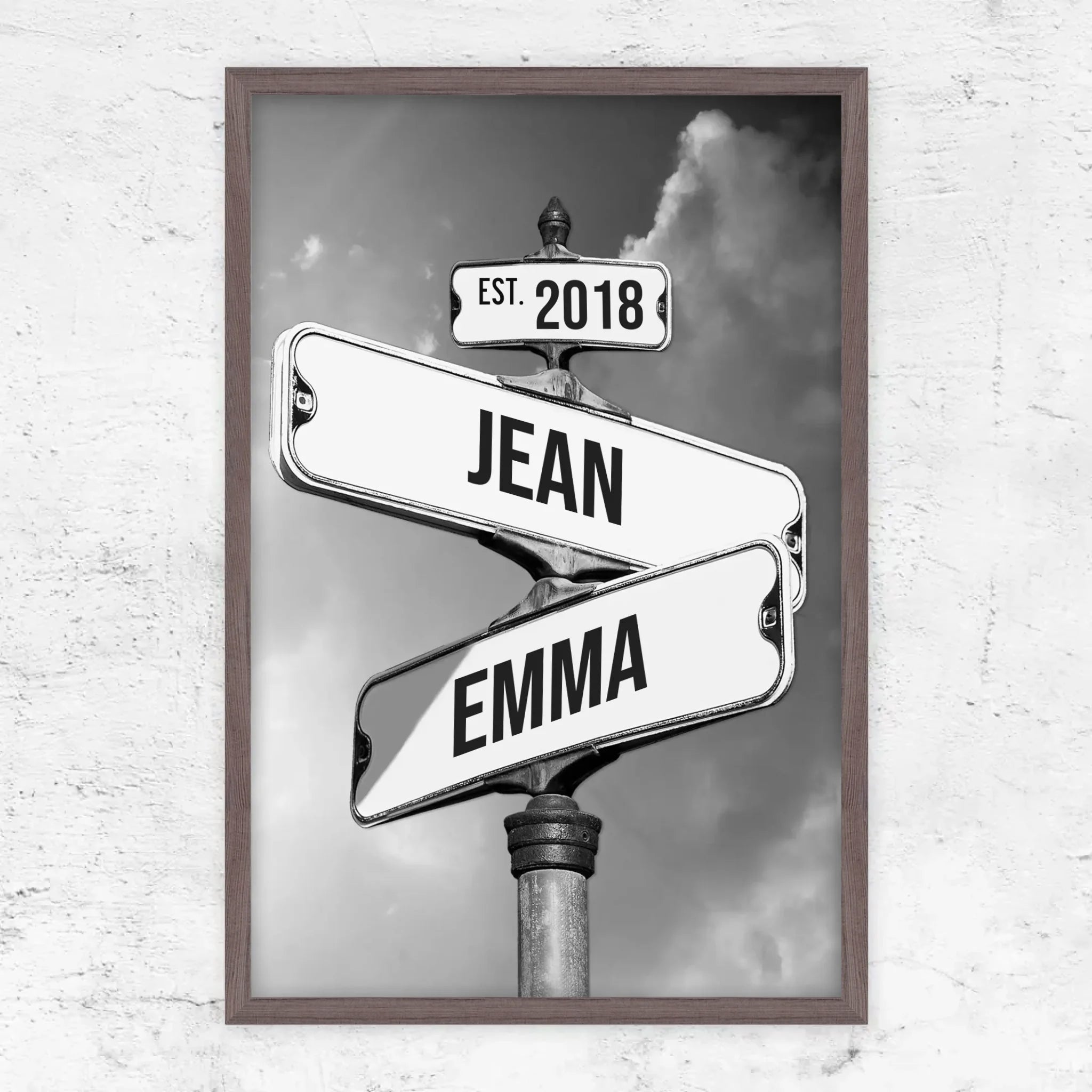 Poster personnalisé "Panneau de signalisation vintage pour couples"