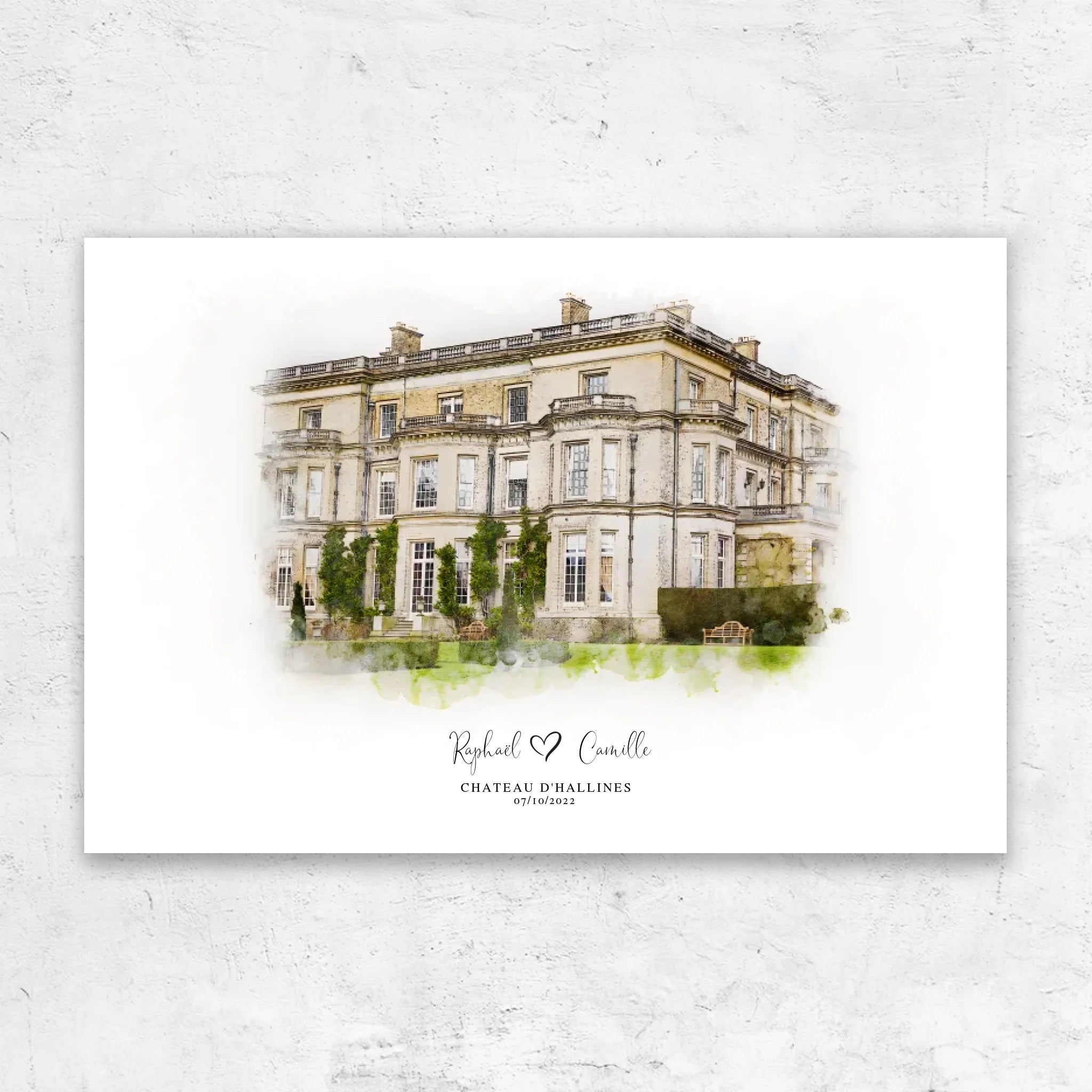 Toile personnalisée – Croquis du lieu de mariage