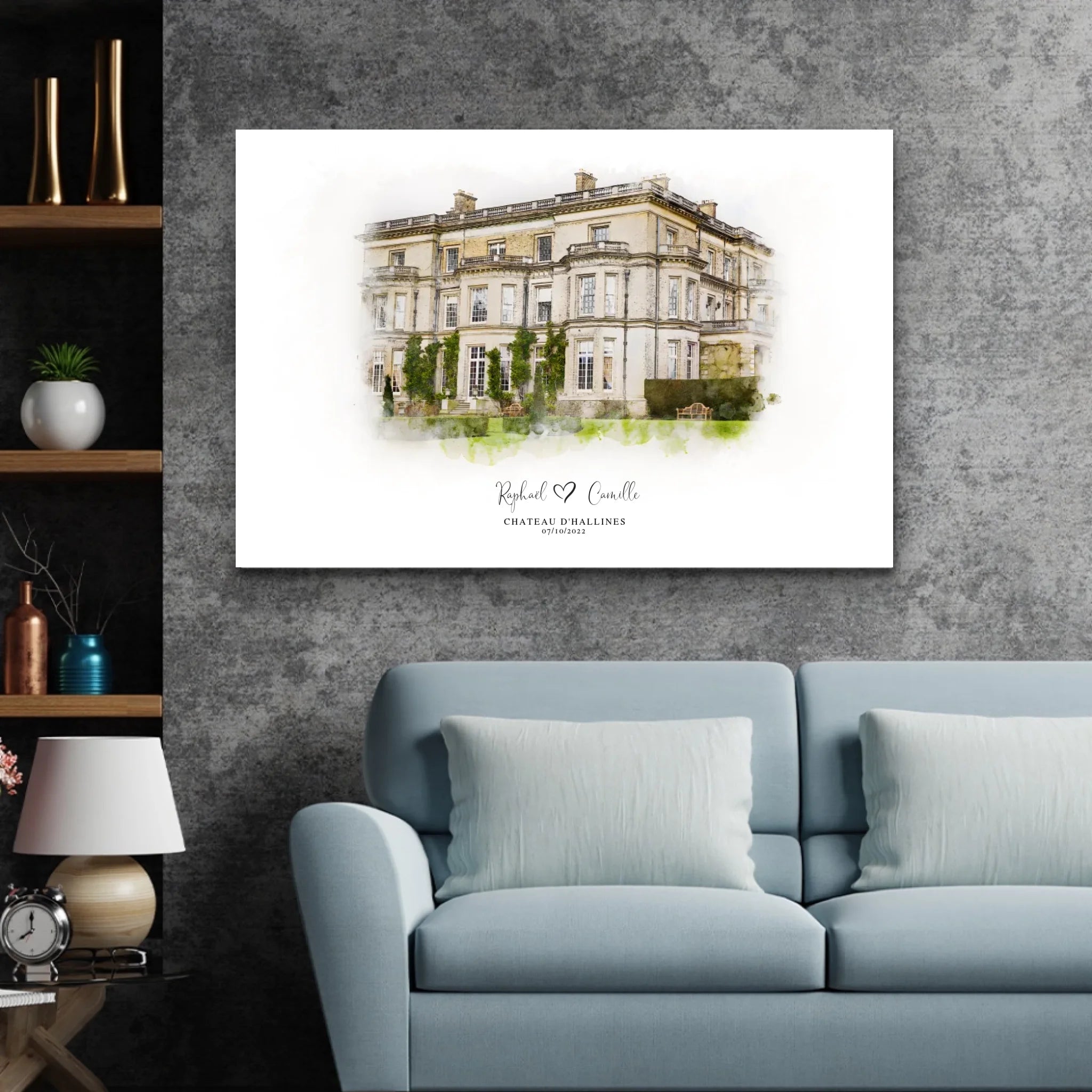 Toile personnalisée – Croquis du lieu de mariage