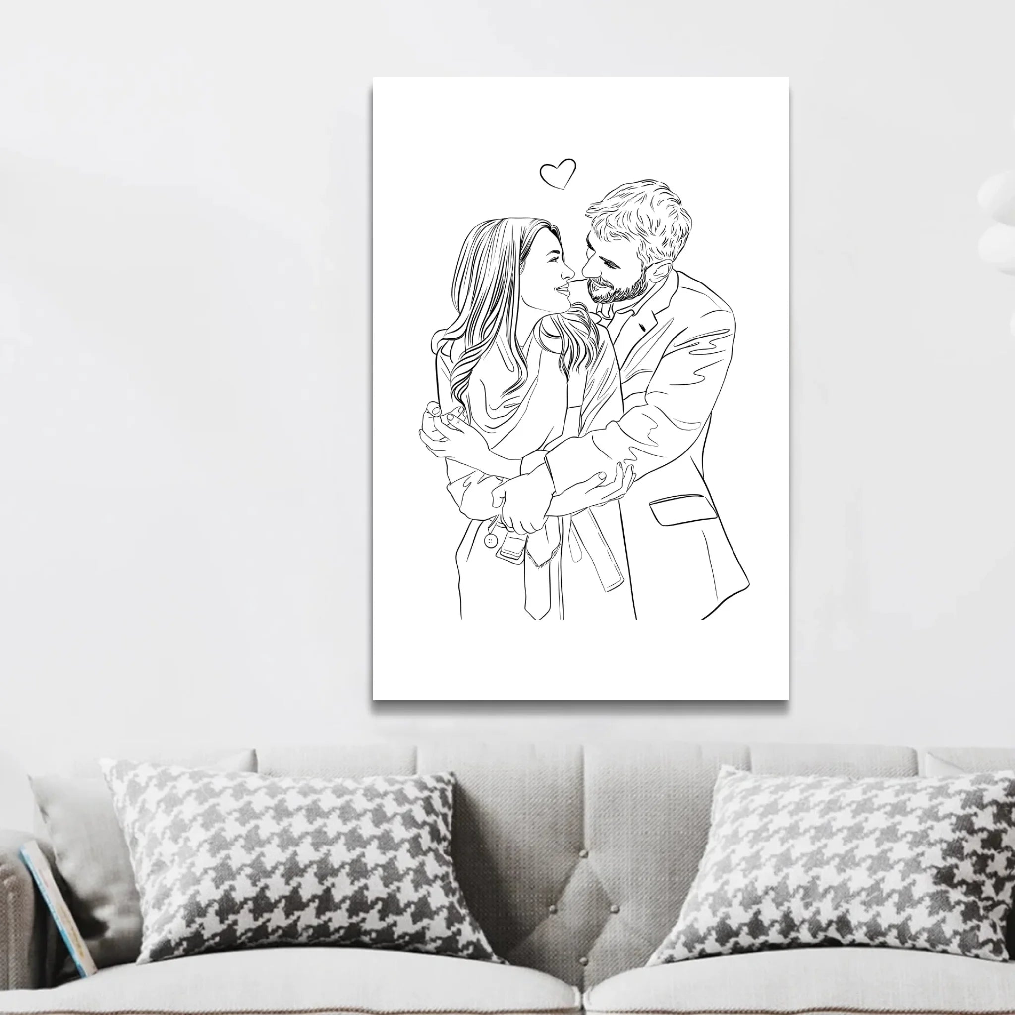 Toile personnalisée – Dessin line art de couple