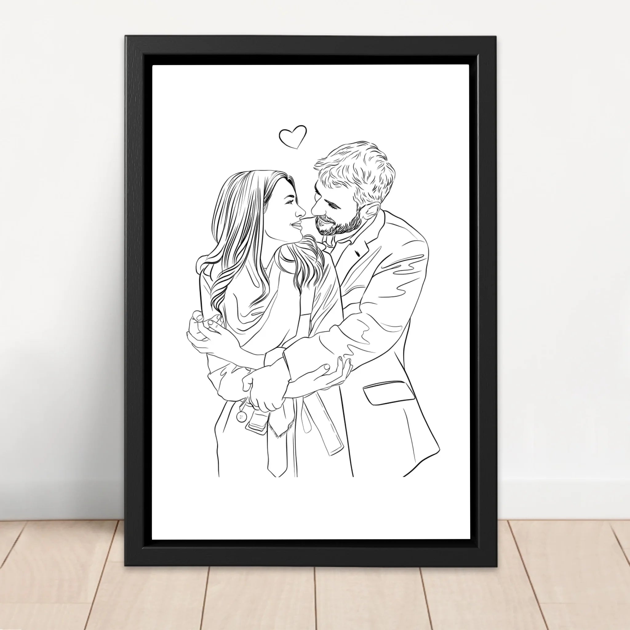 Toile personnalisée – Dessin line art de couple