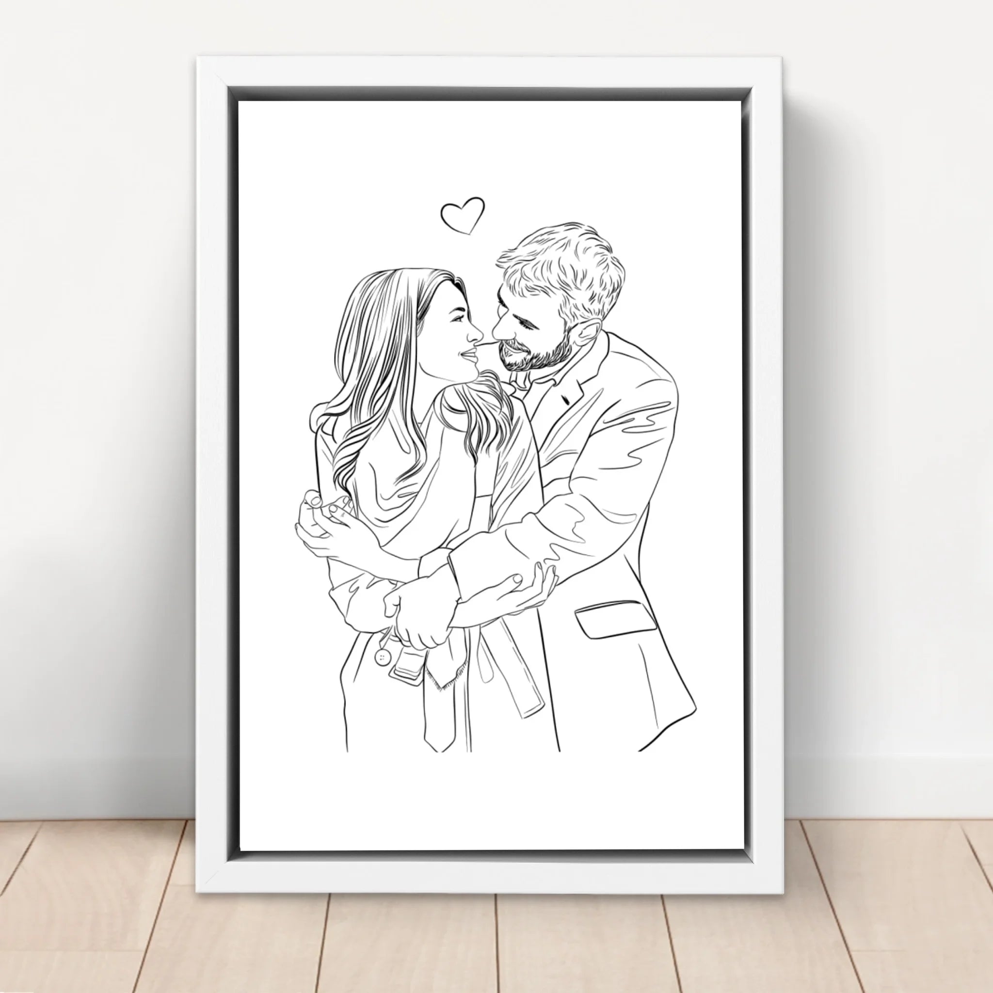 Toile personnalisée – Dessin line art de couple