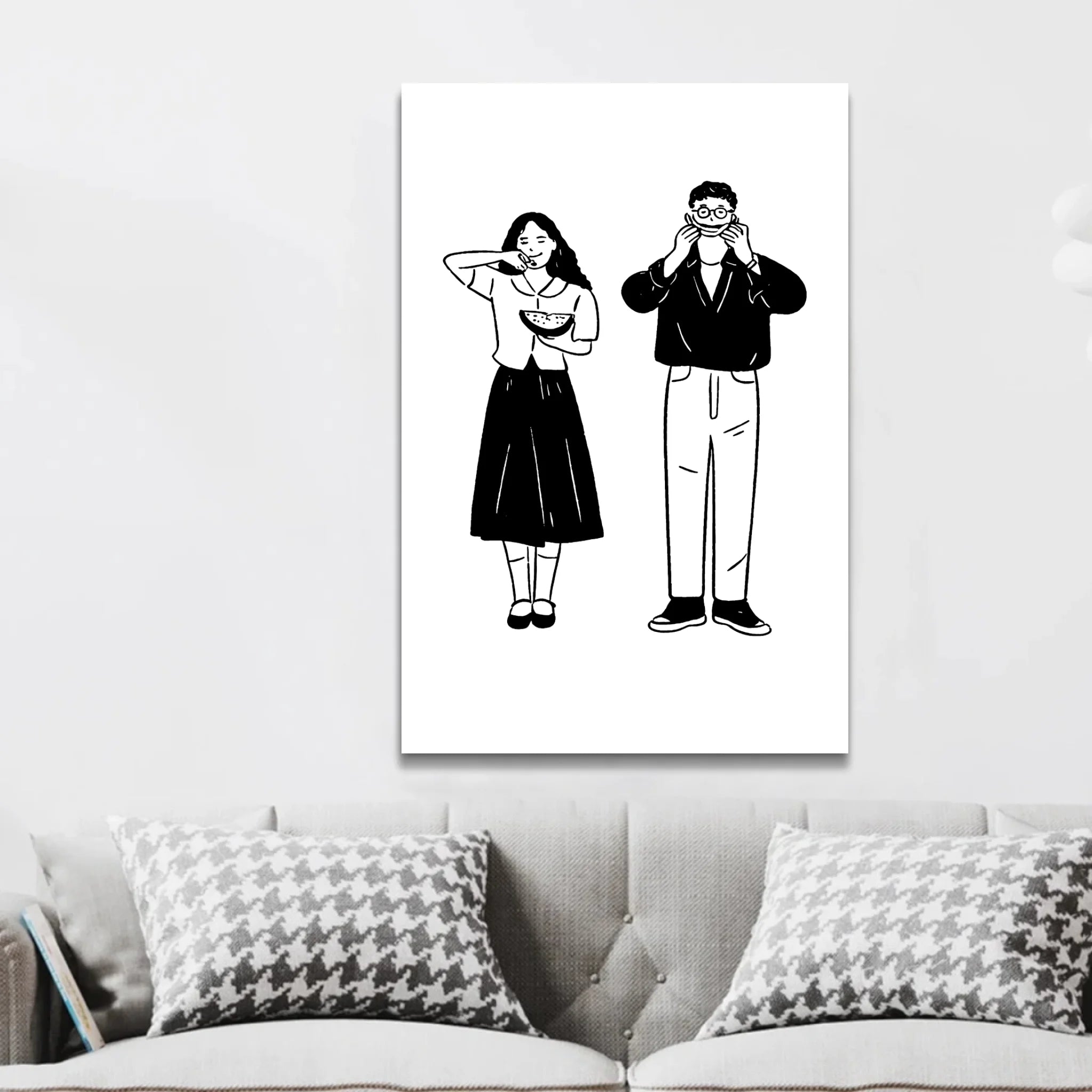 Toile personnalisée – Portrait minimaliste en line art à partir d'une photo