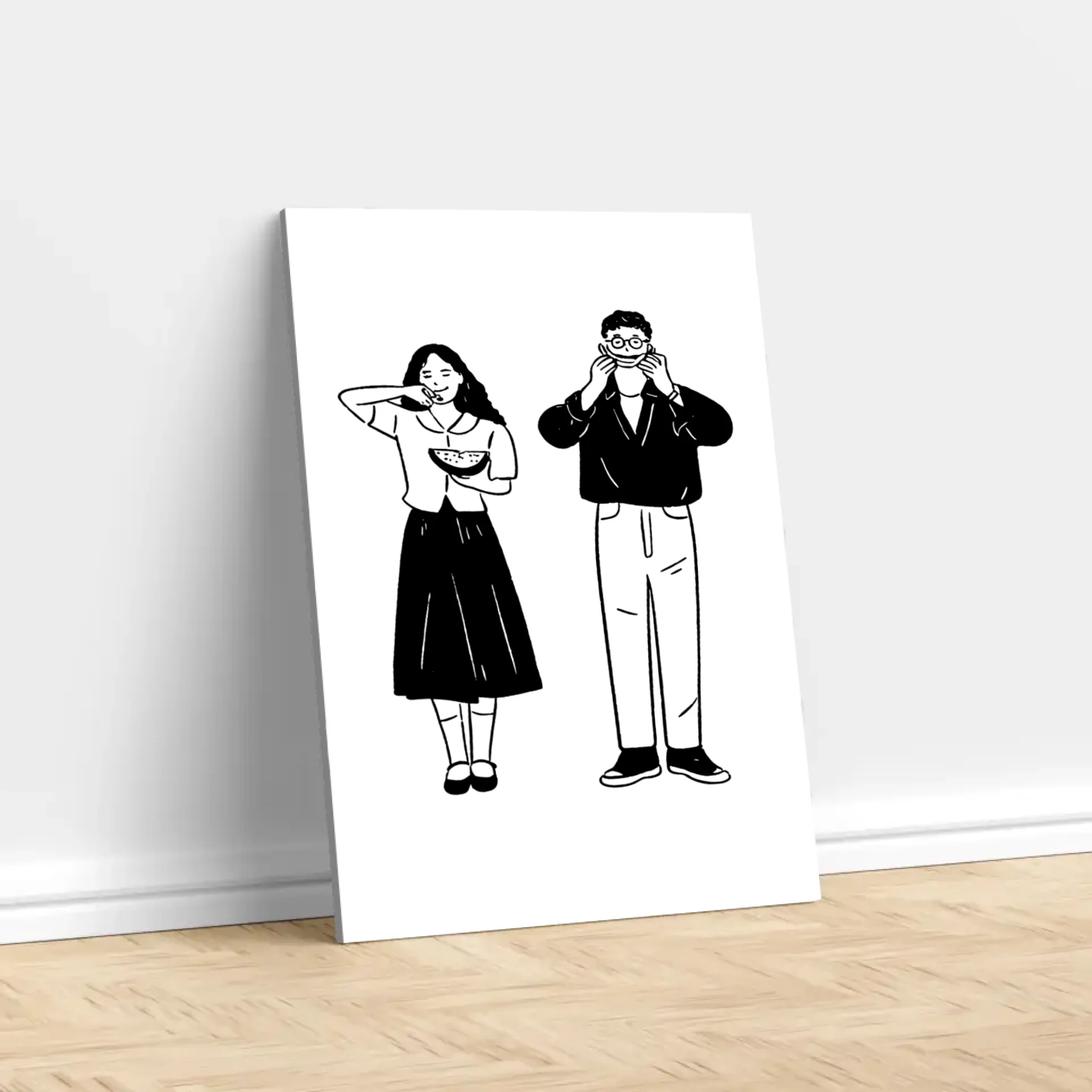 Toile personnalisée – Portrait minimaliste en line art à partir d'une photo