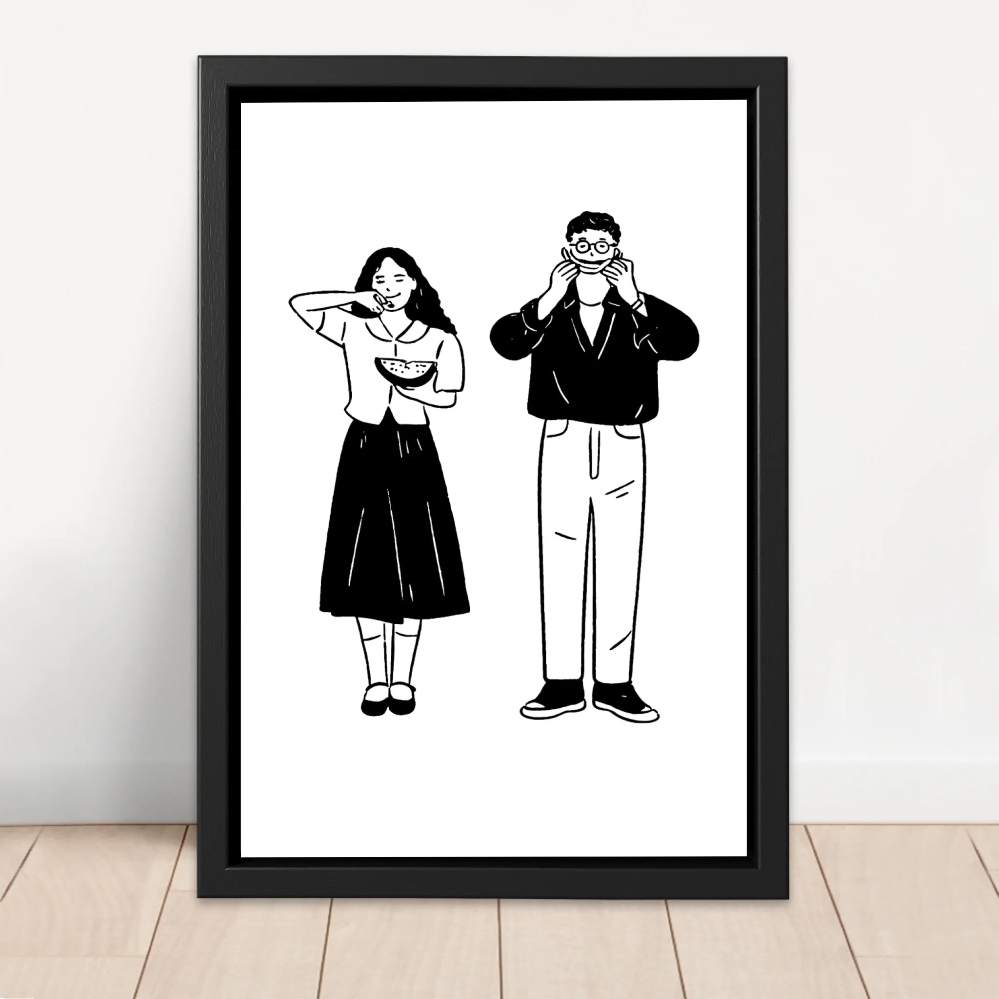Toile personnalisée – Portrait minimaliste en line art à partir d'une photo