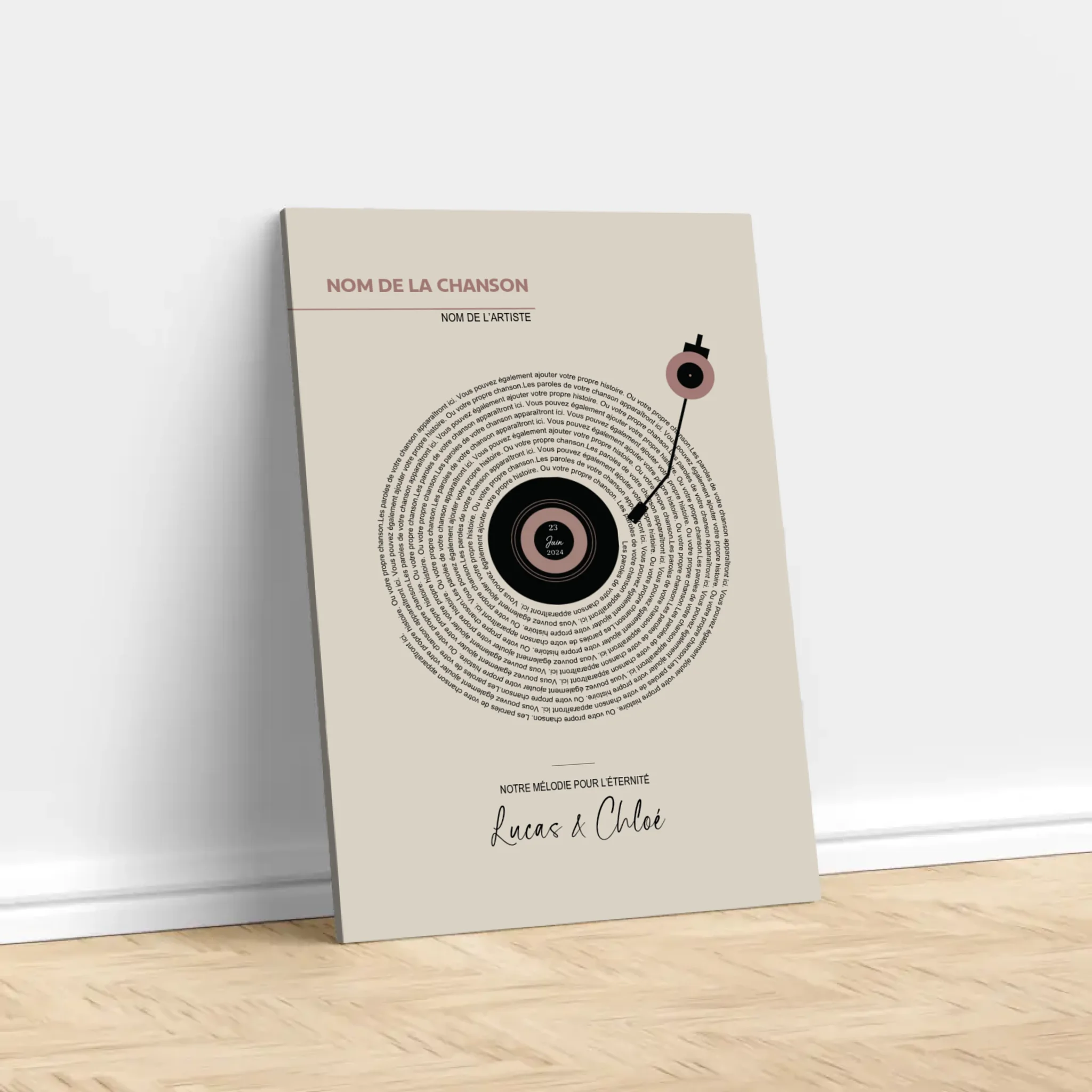 Toile personnalisée – Paroles de chansons vinyle rétro