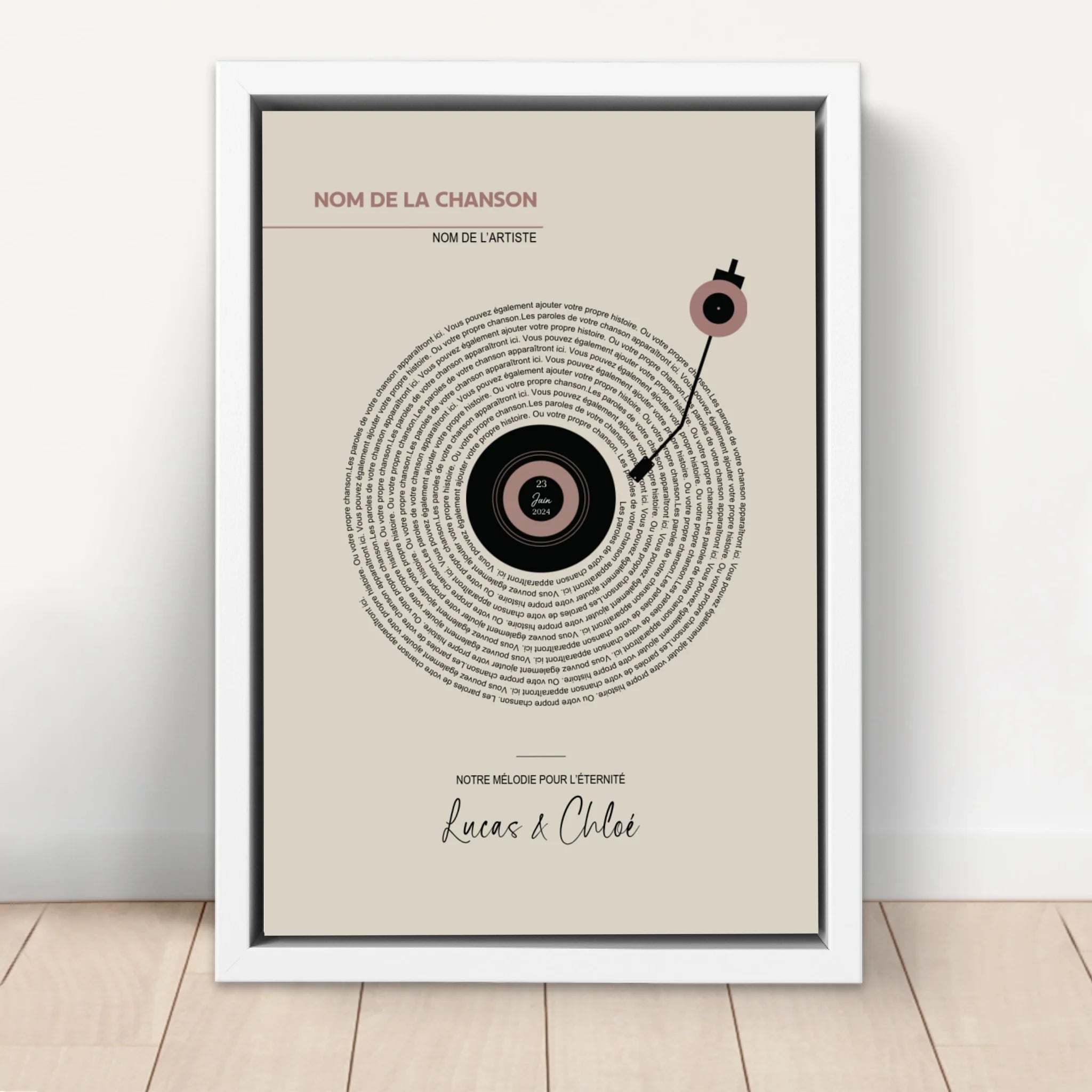 Toile personnalisée – Paroles de chansons vinyle rétro