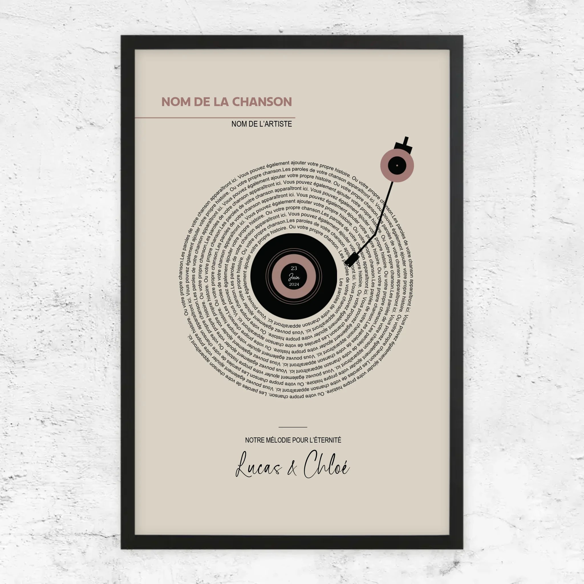 Poster personnalisé – Paroles de chansons vinyle rétro