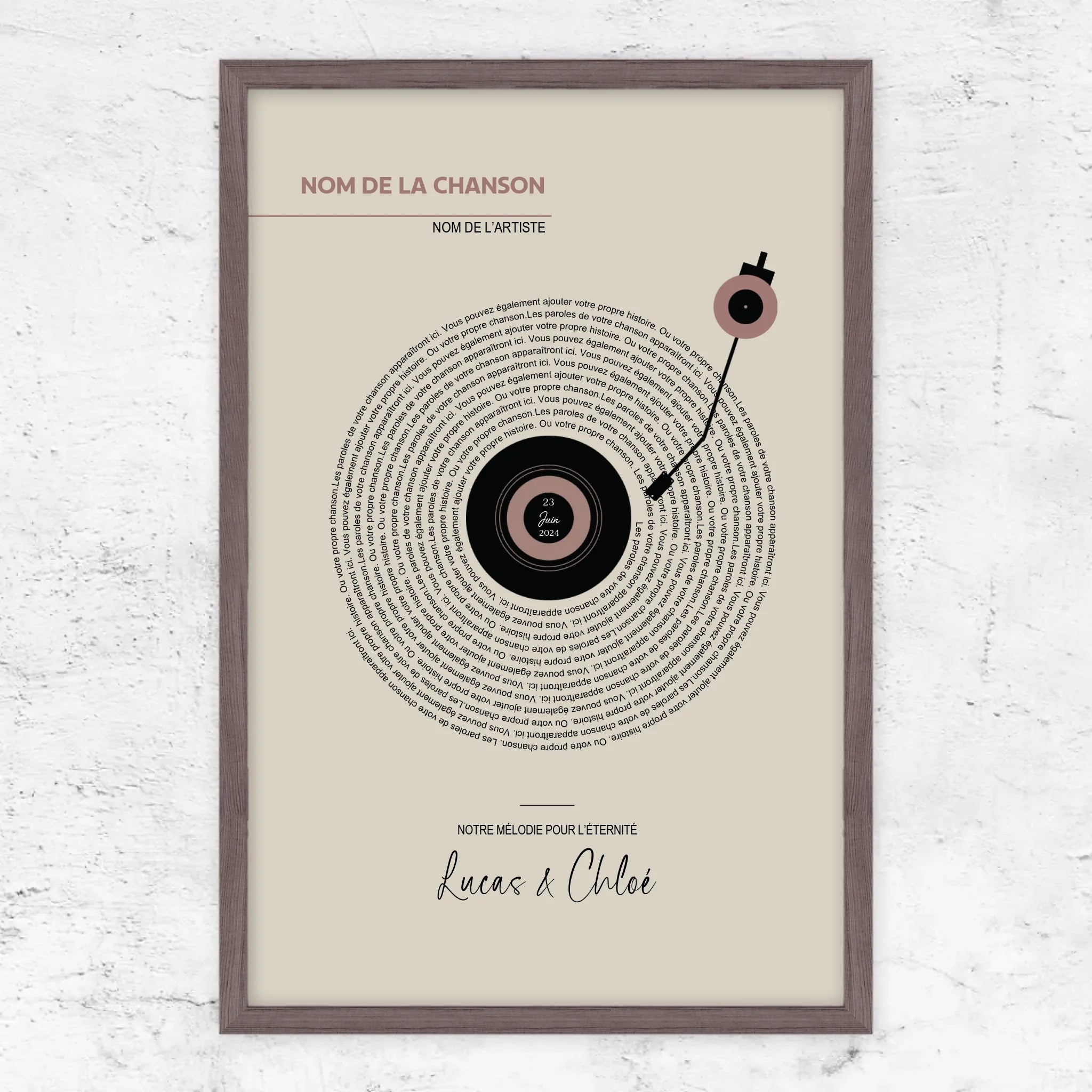 Poster personnalisé – Paroles de chansons vinyle rétro