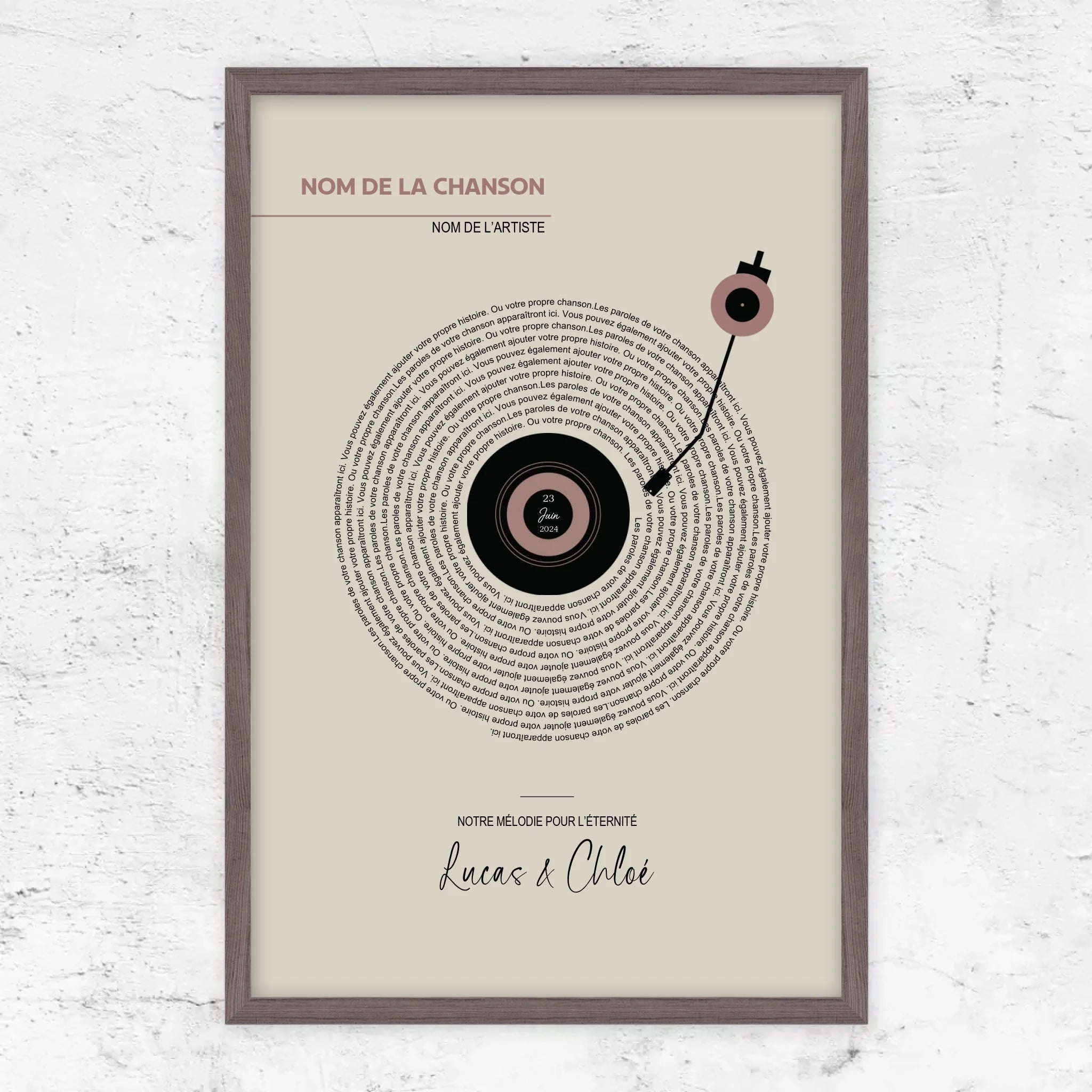 Poster personnalisé – Paroles de chansons vinyle rétro