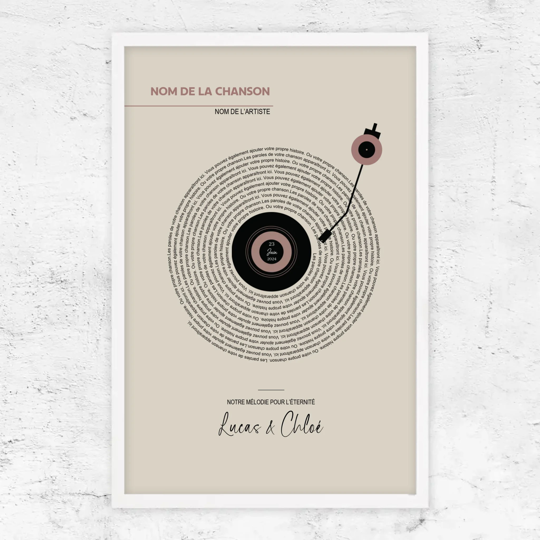 Poster personnalisé – Paroles de chansons vinyle rétro