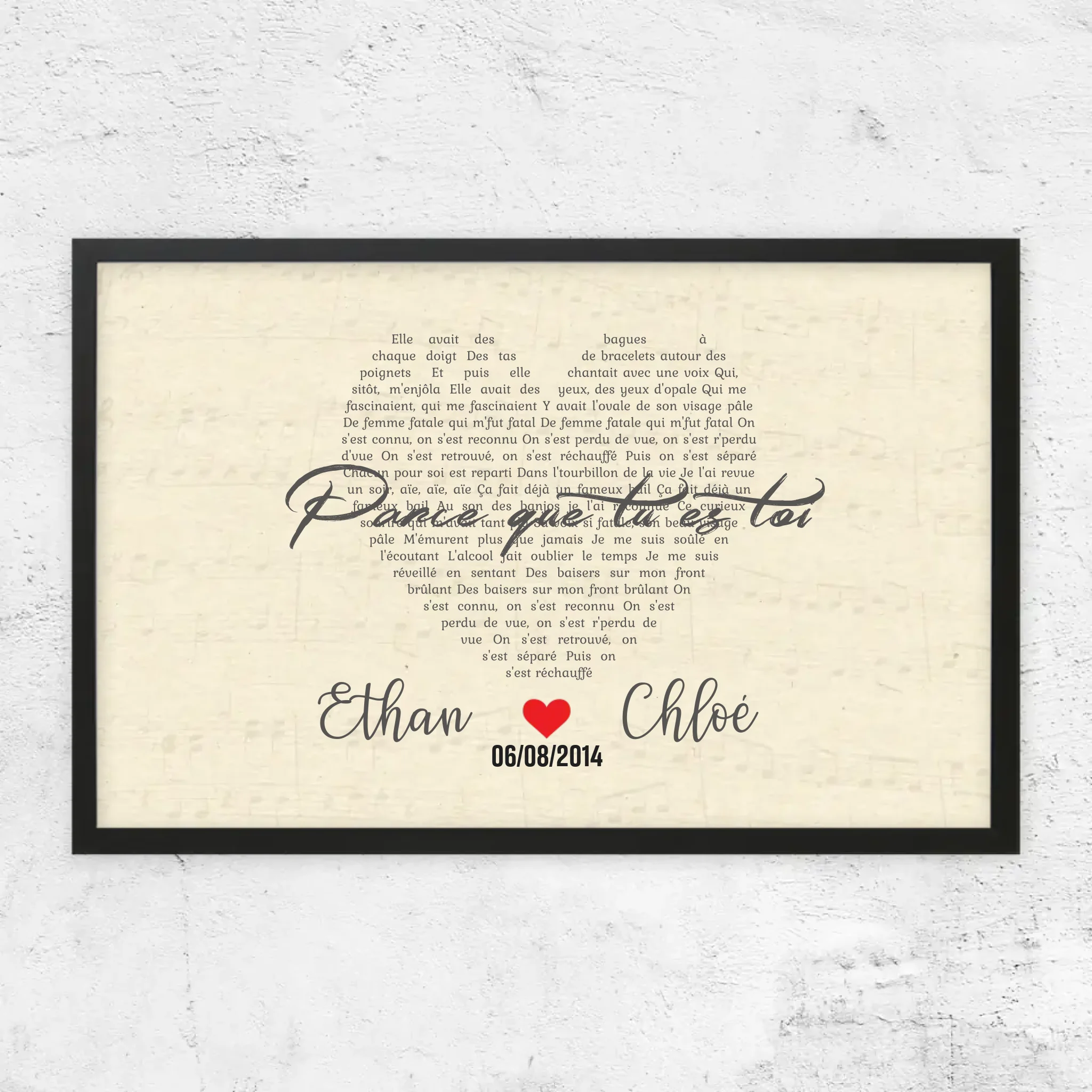 Poster personnalisé – Chanson personnalisée en forme de cœur