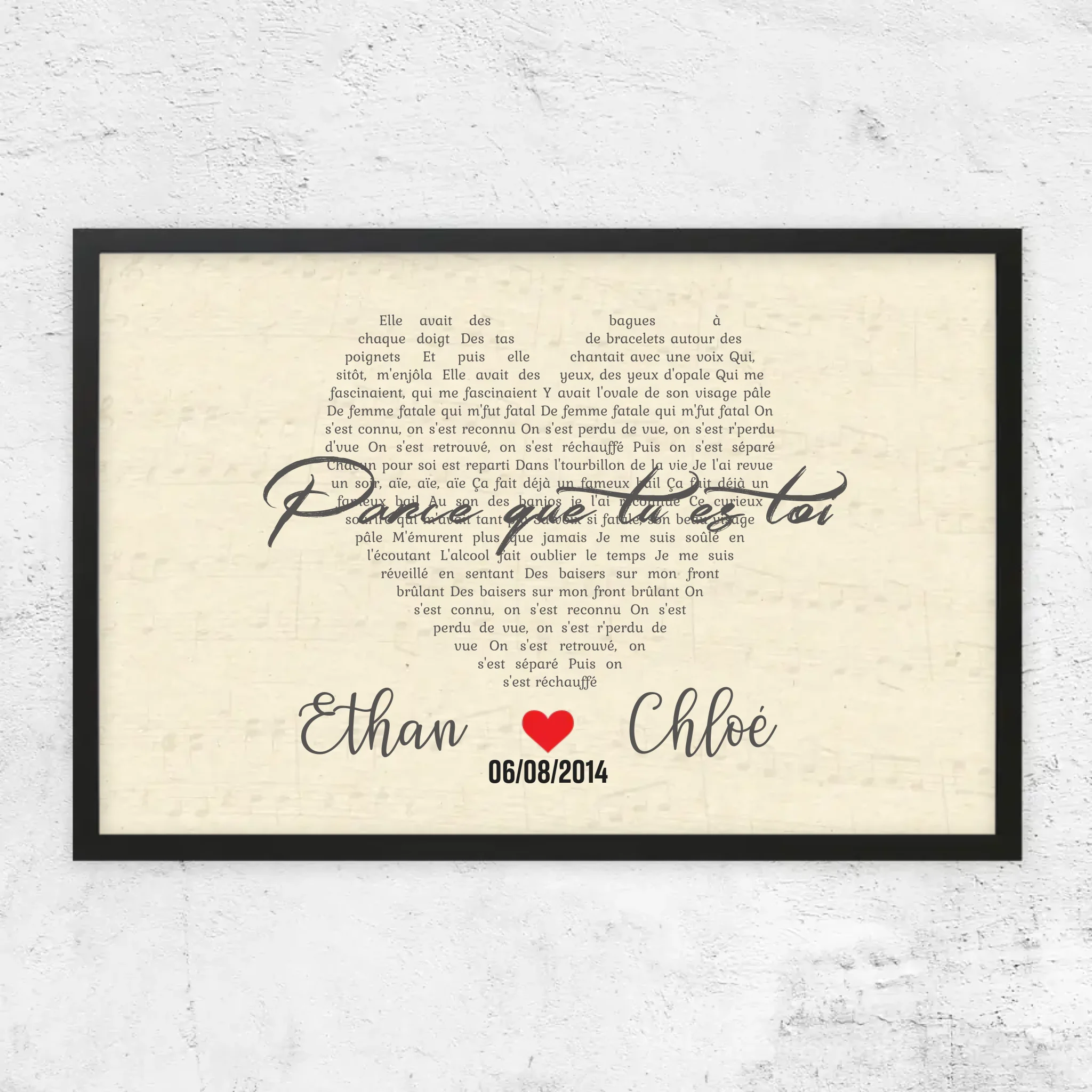 Poster personnalisé – Chanson personnalisée en forme de cœur