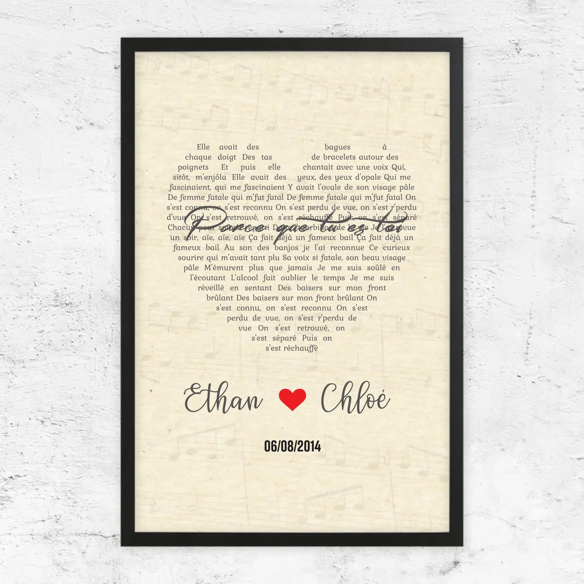 Poster personnalisé – Chanson personnalisée en forme de cœur-verticale