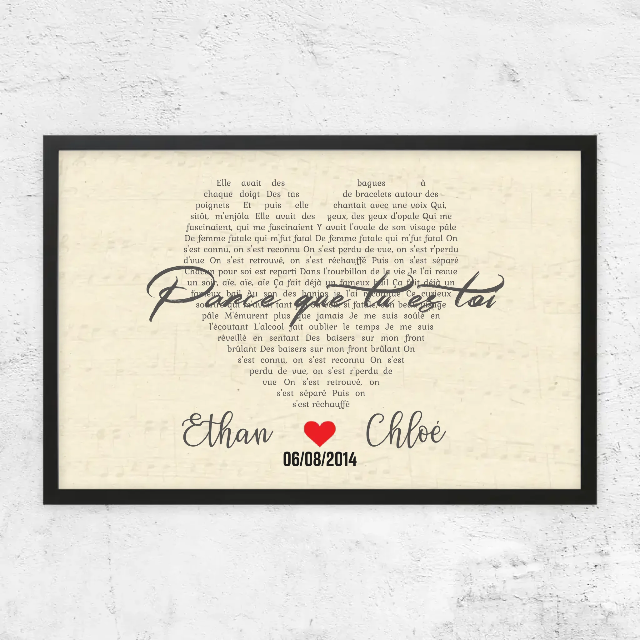 Poster personnalisé – Chanson personnalisée en forme de cœur