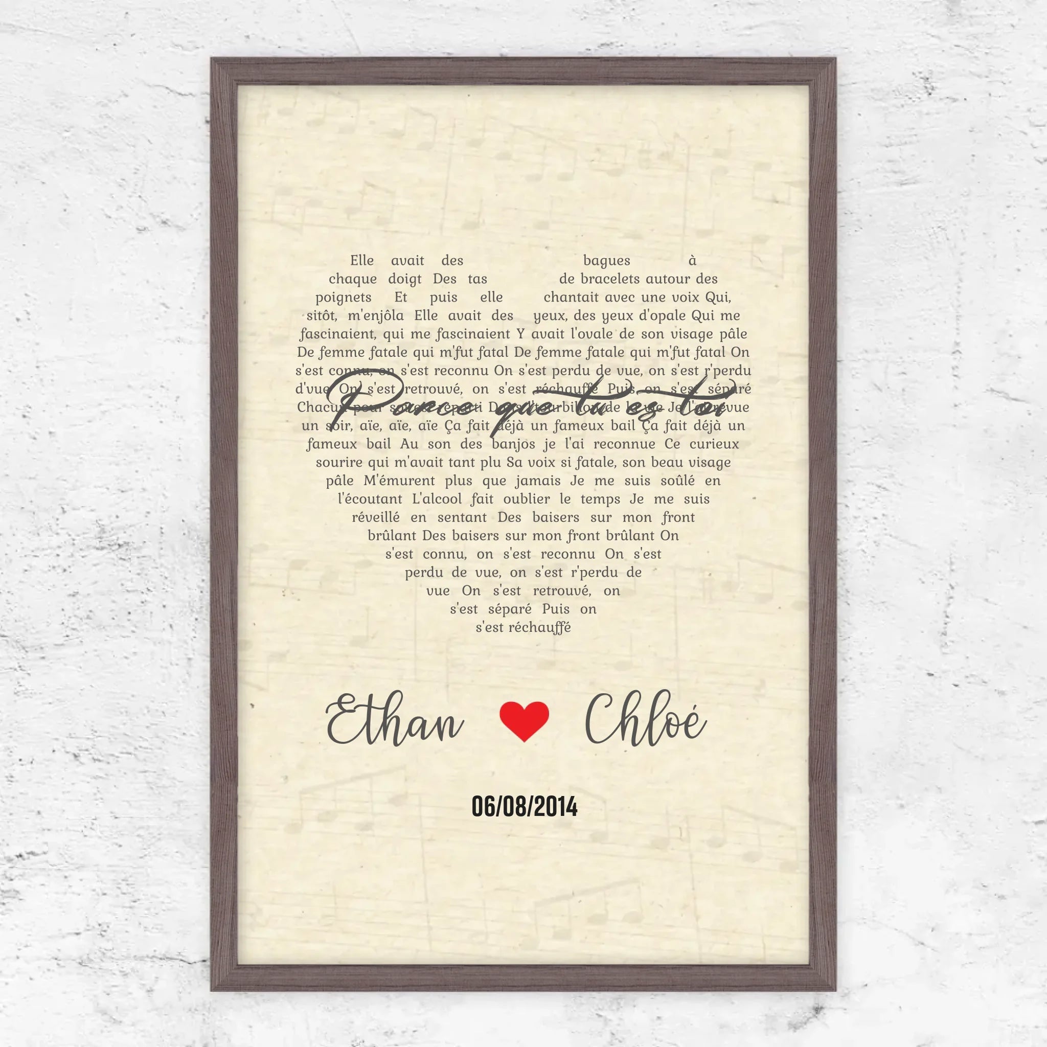 Poster personnalisé – Chanson personnalisée en forme de cœur-verticale