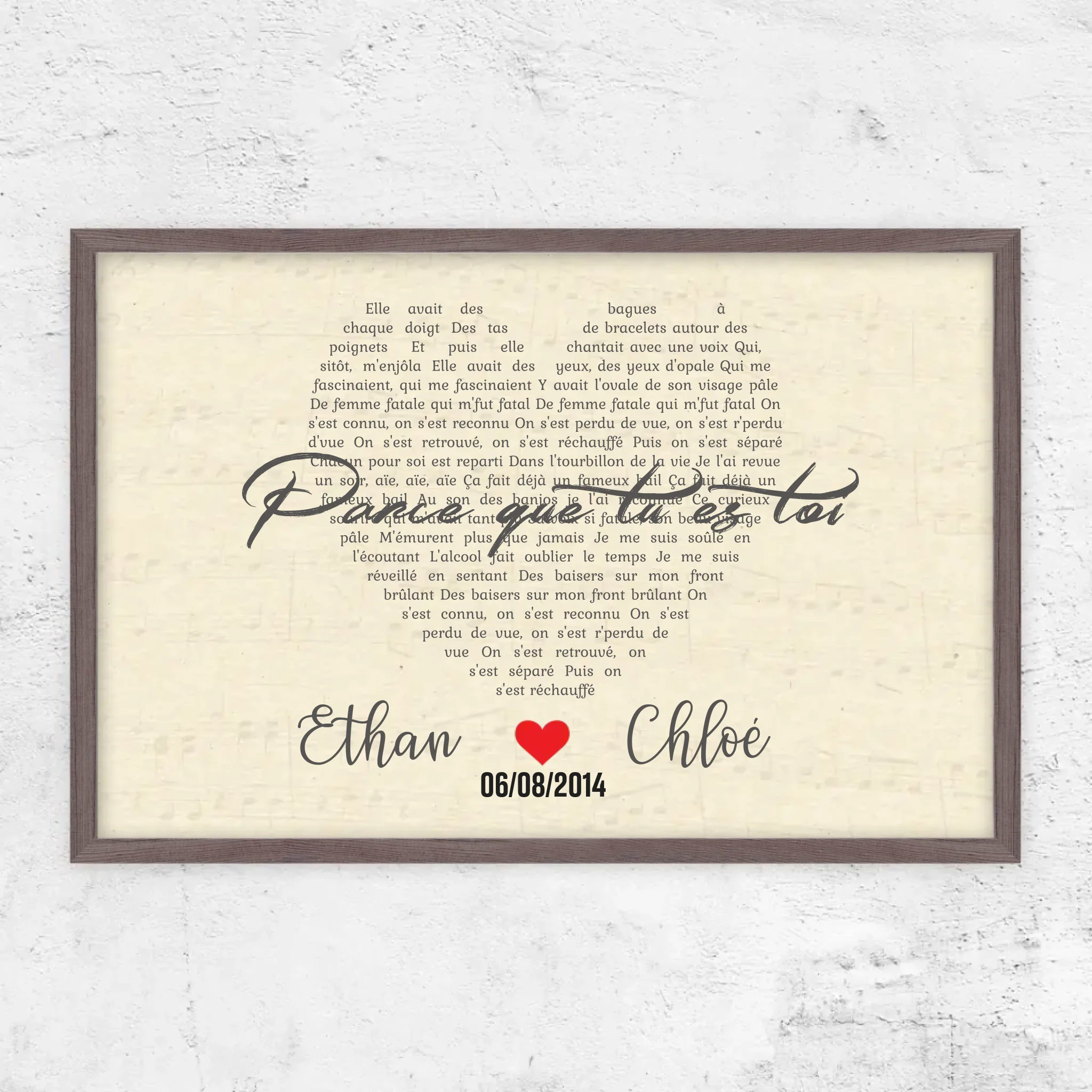 Poster personnalisé – Chanson personnalisée en forme de cœur