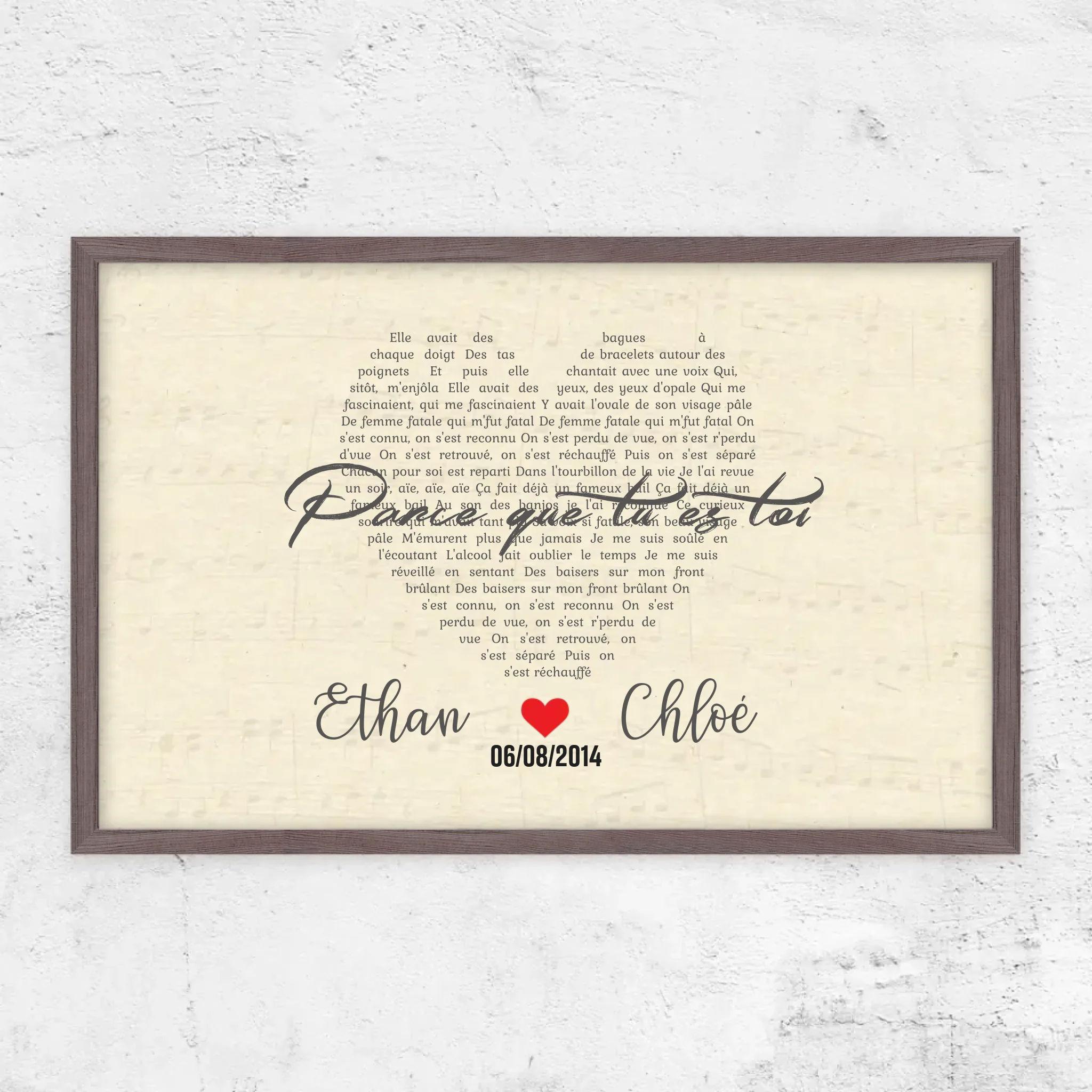 Poster personnalisé – Chanson personnalisée en forme de cœur