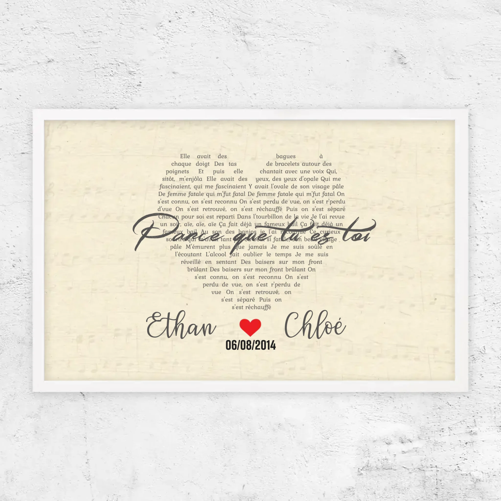 Poster personnalisé – Chanson personnalisée en forme de cœur