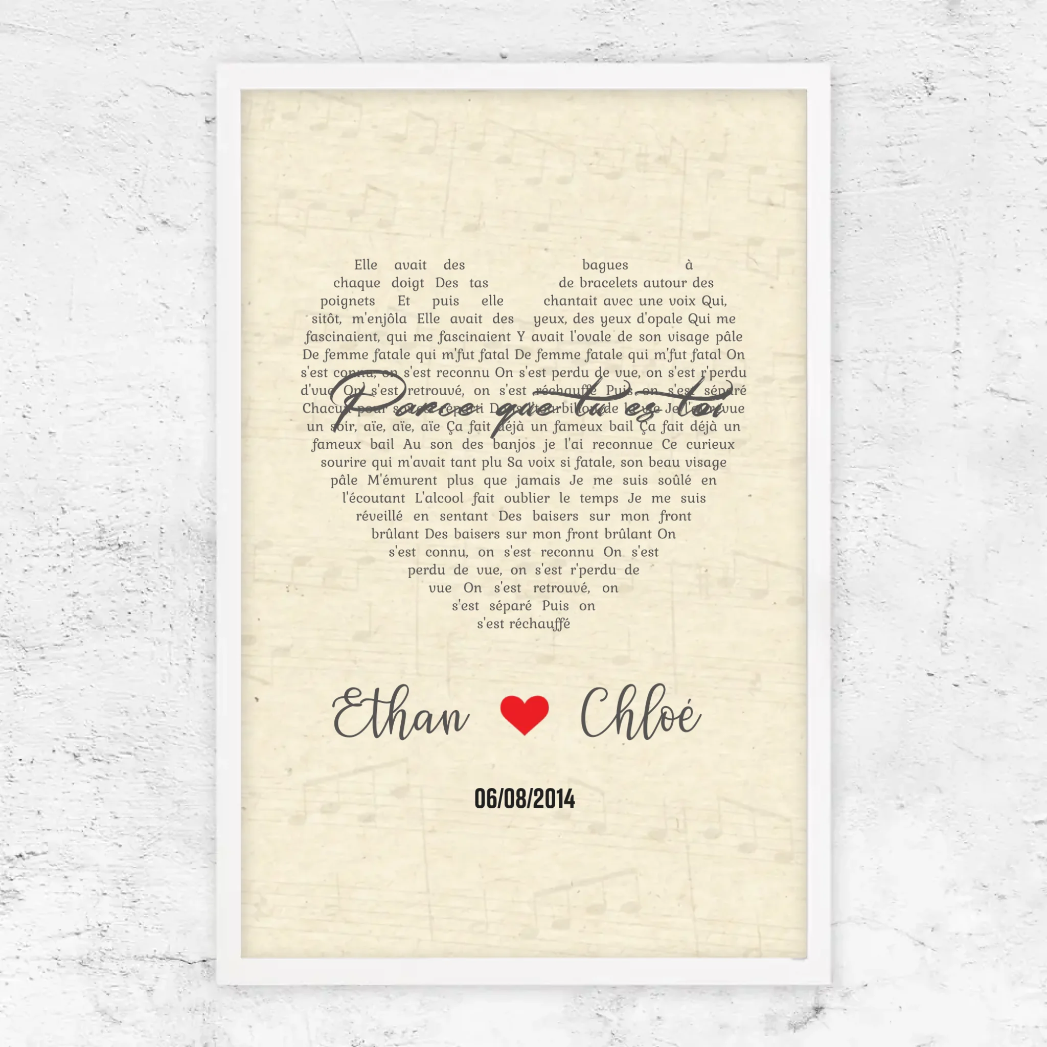 Poster personnalisé – Chanson personnalisée en forme de cœur-verticale