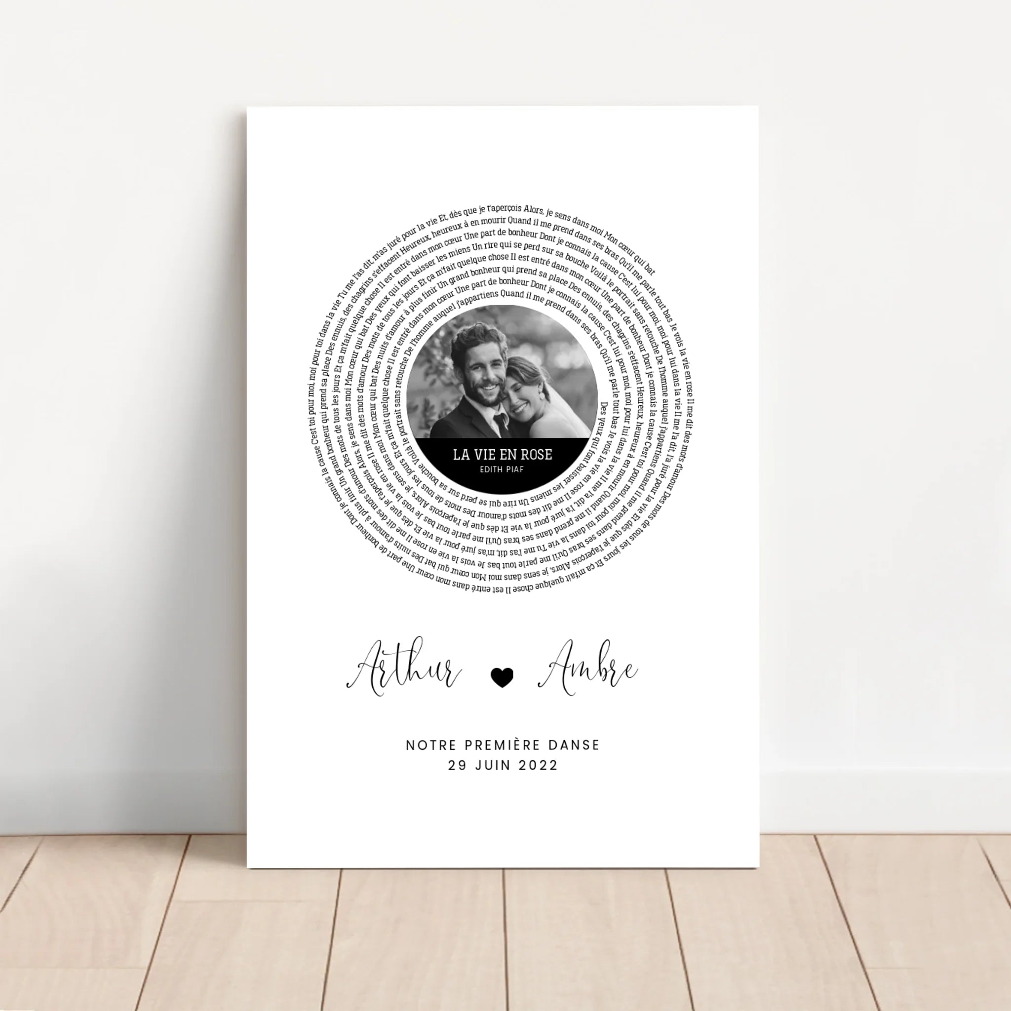 Toile personnalisée – Affiche personnalisée avec paroles de chanson