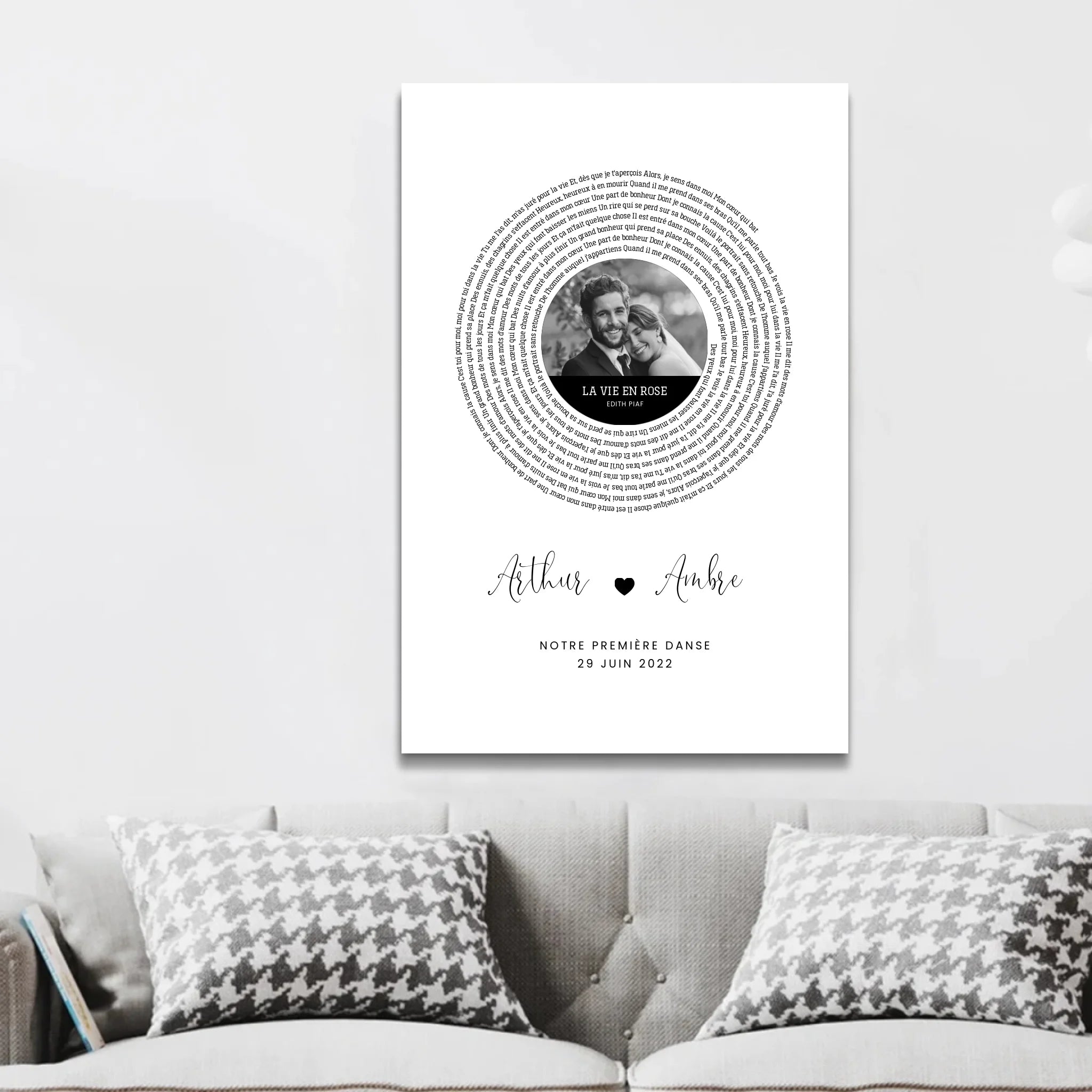 Toile personnalisée – Affiche personnalisée avec paroles de chanson