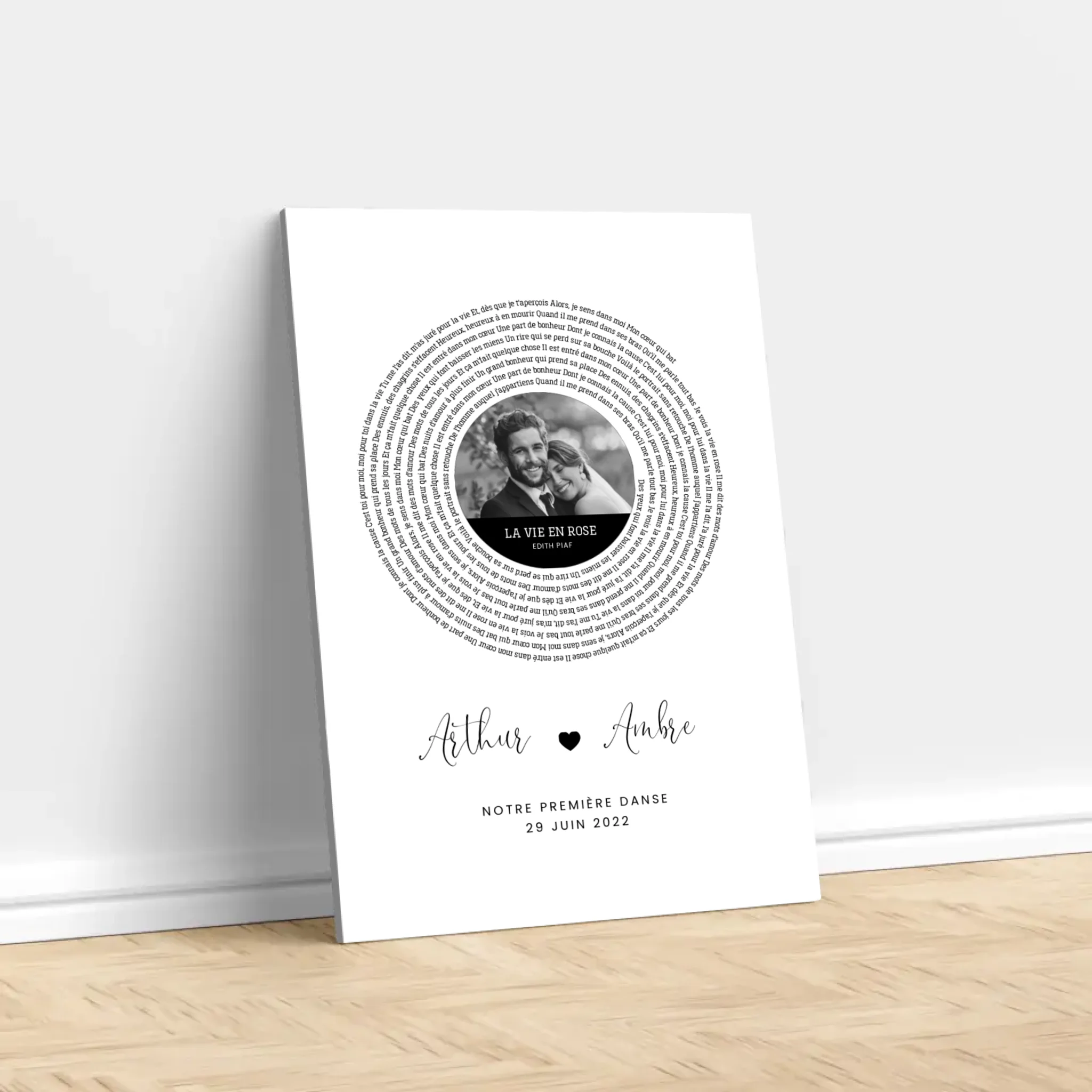Toile personnalisée – Affiche personnalisée avec paroles de chanson