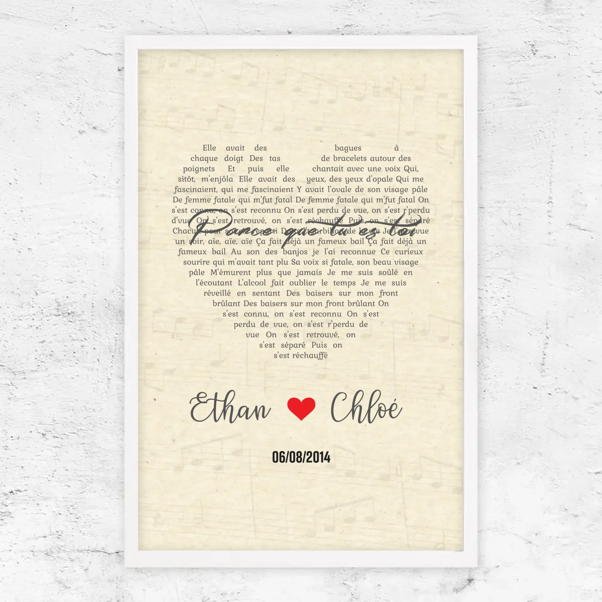Poster personnalisé – Chanson personnalisée en forme de cœur-verticale
